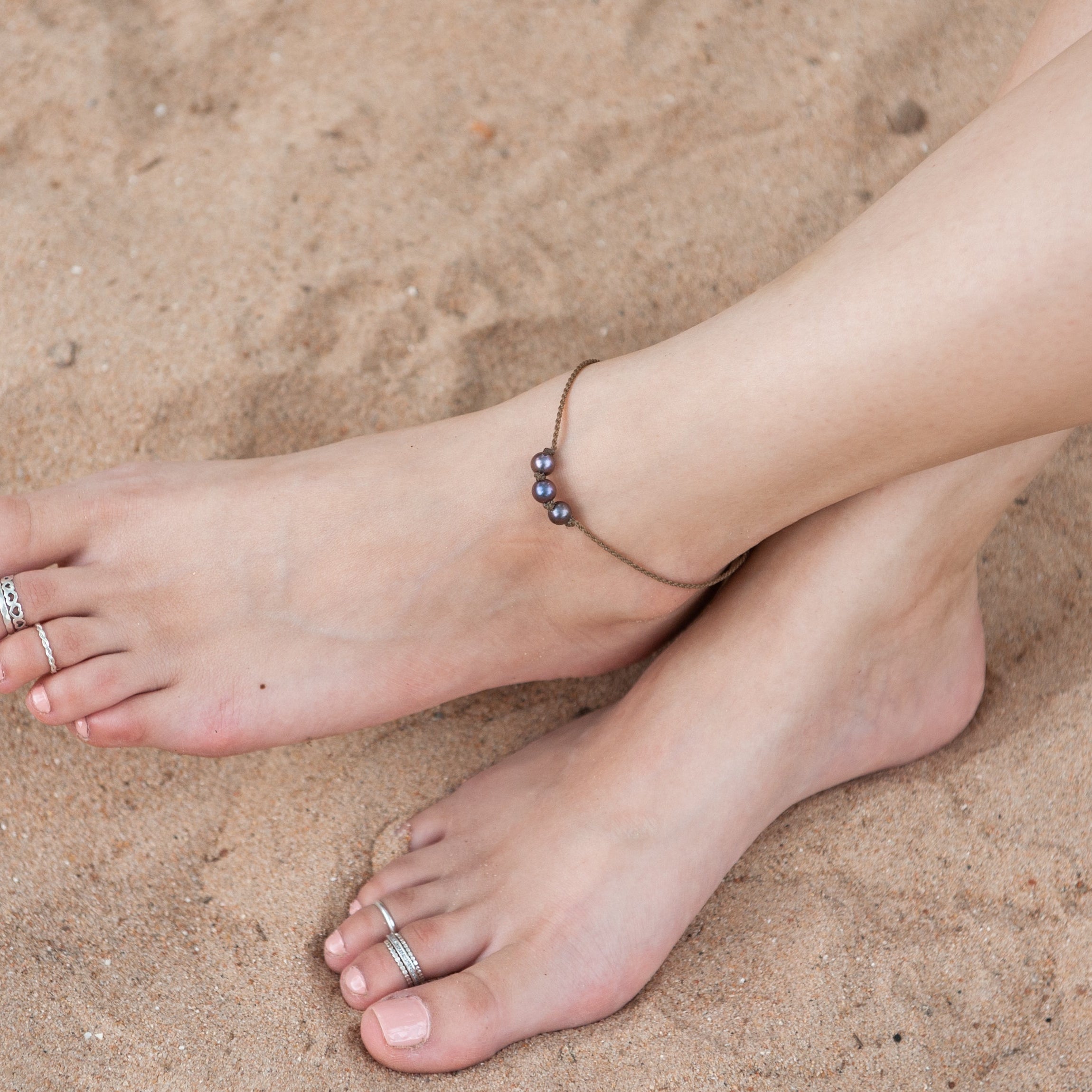 Tiny Triple Pearl Anklet