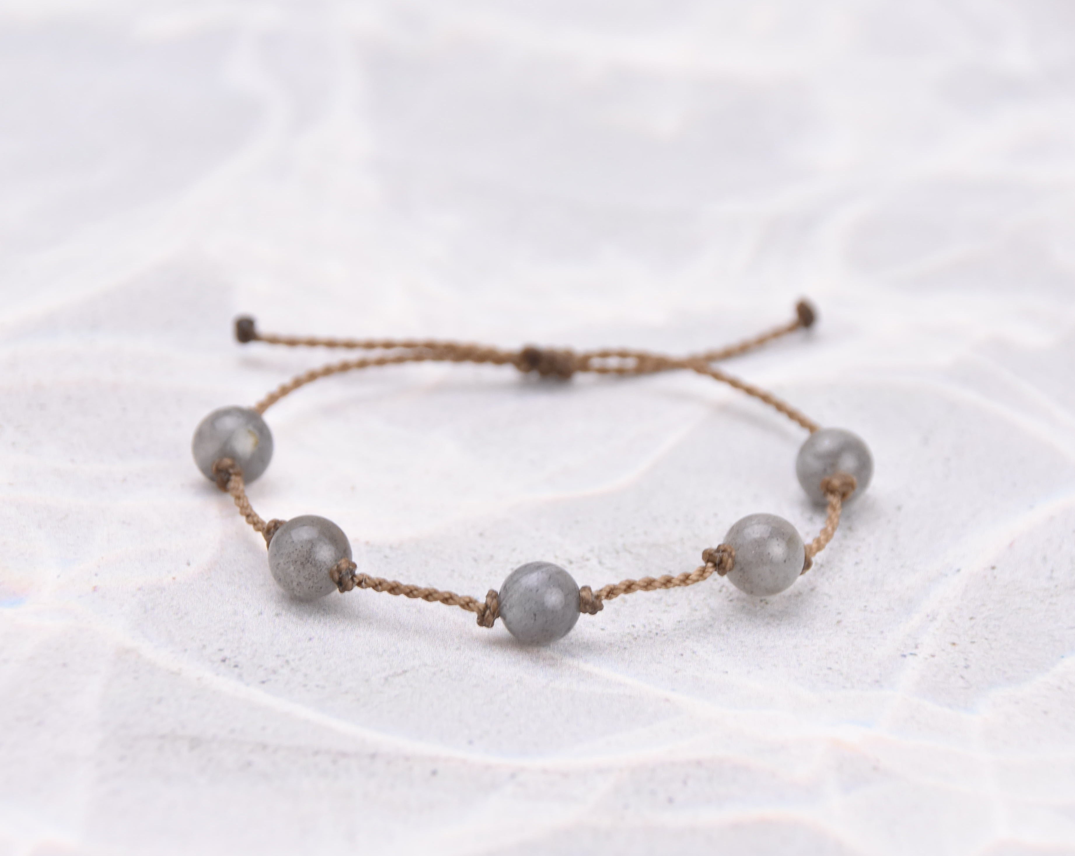 Botswana Agate, Labradorite, Apatite + Conch Shell Bracelets