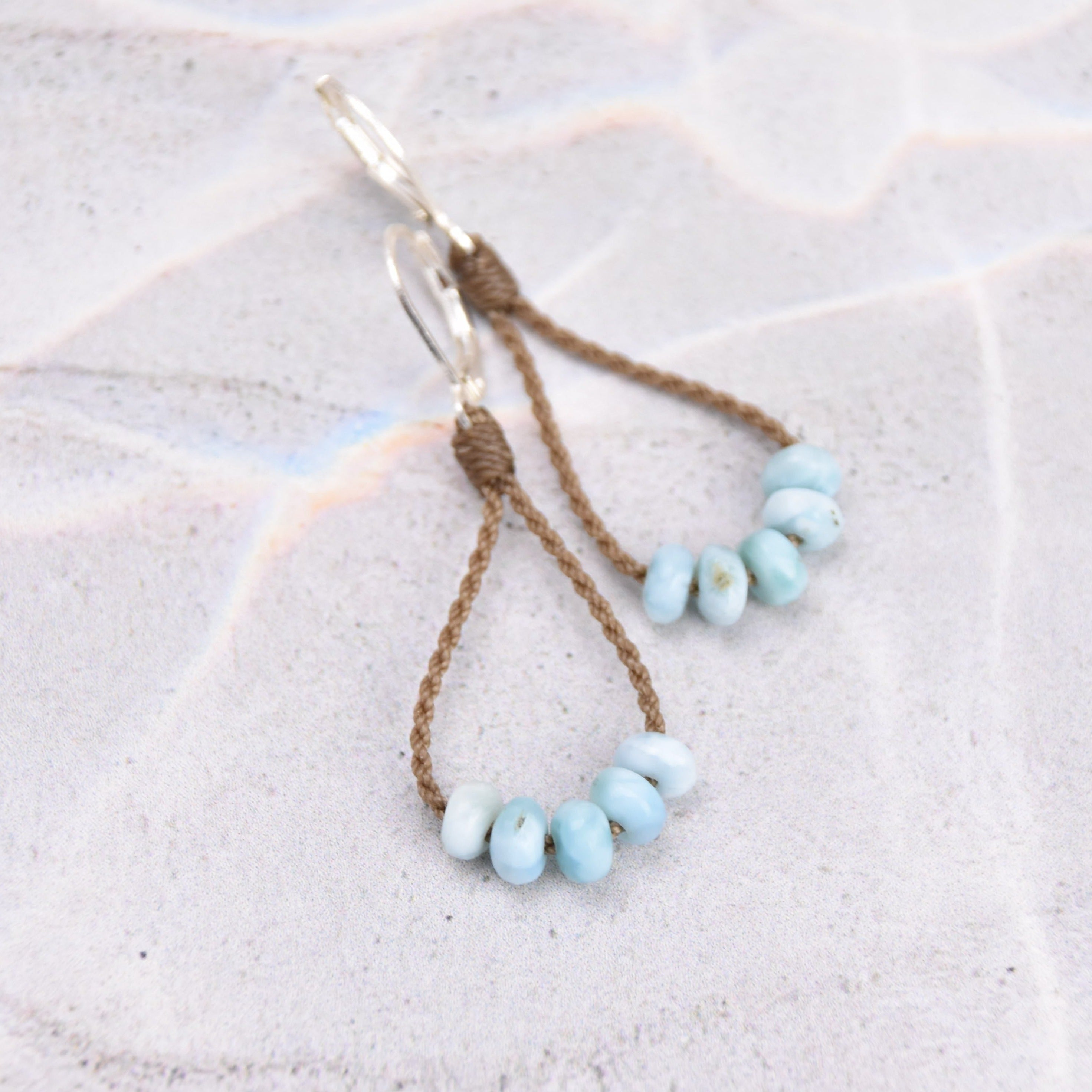Dainty Larimar Loop Earrings