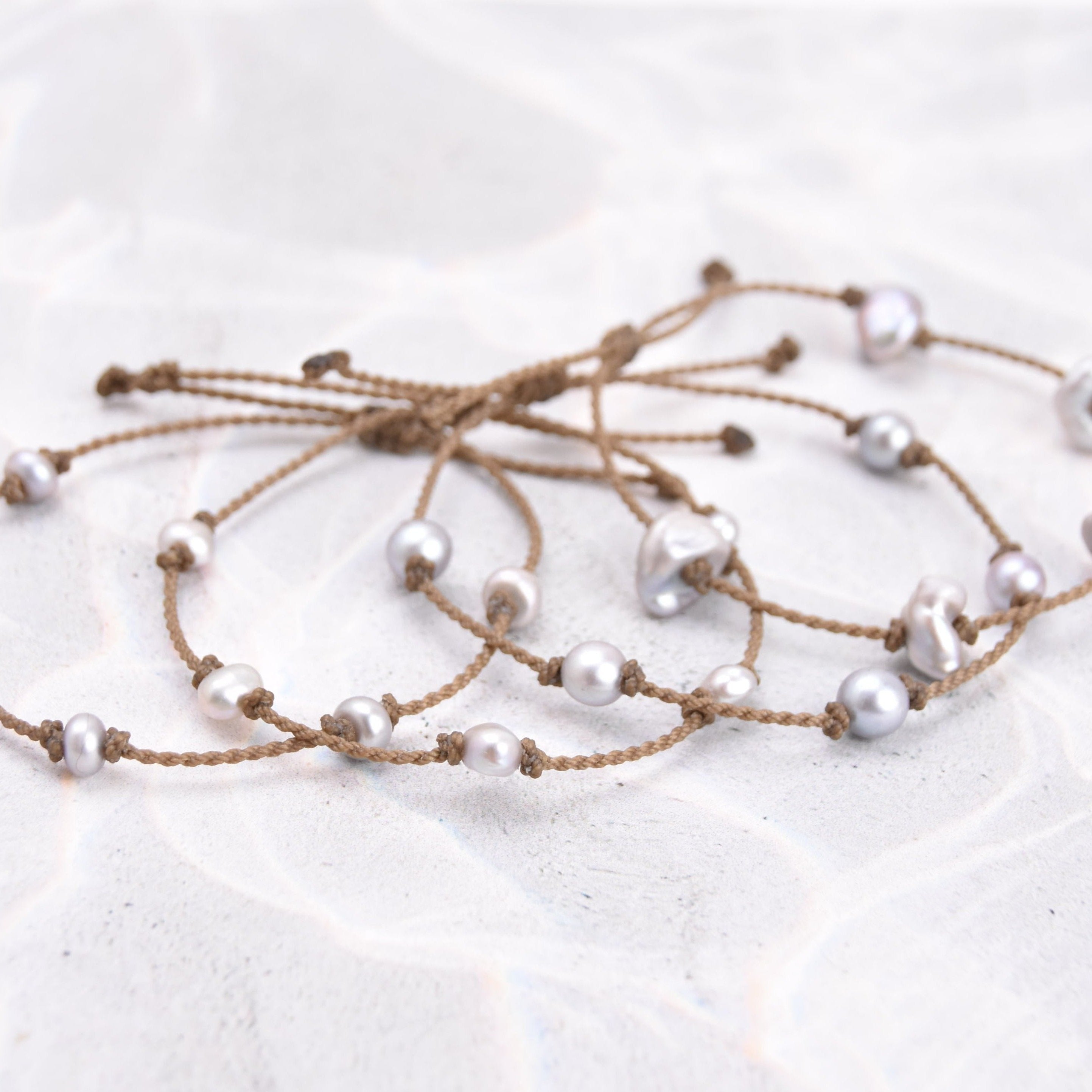 Silver Pearl Bracelets