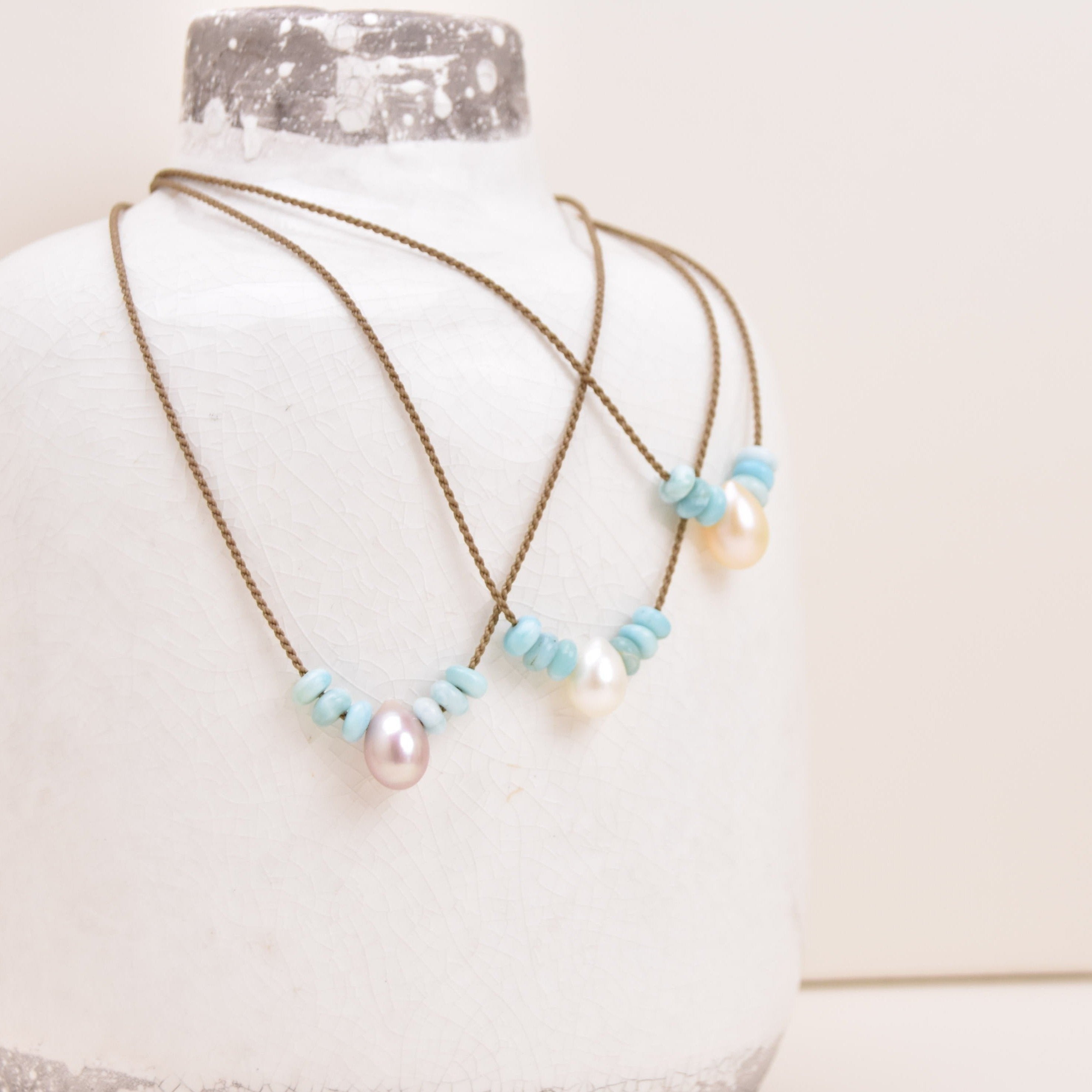 Larimar + Teardrop Pearl Bohemian