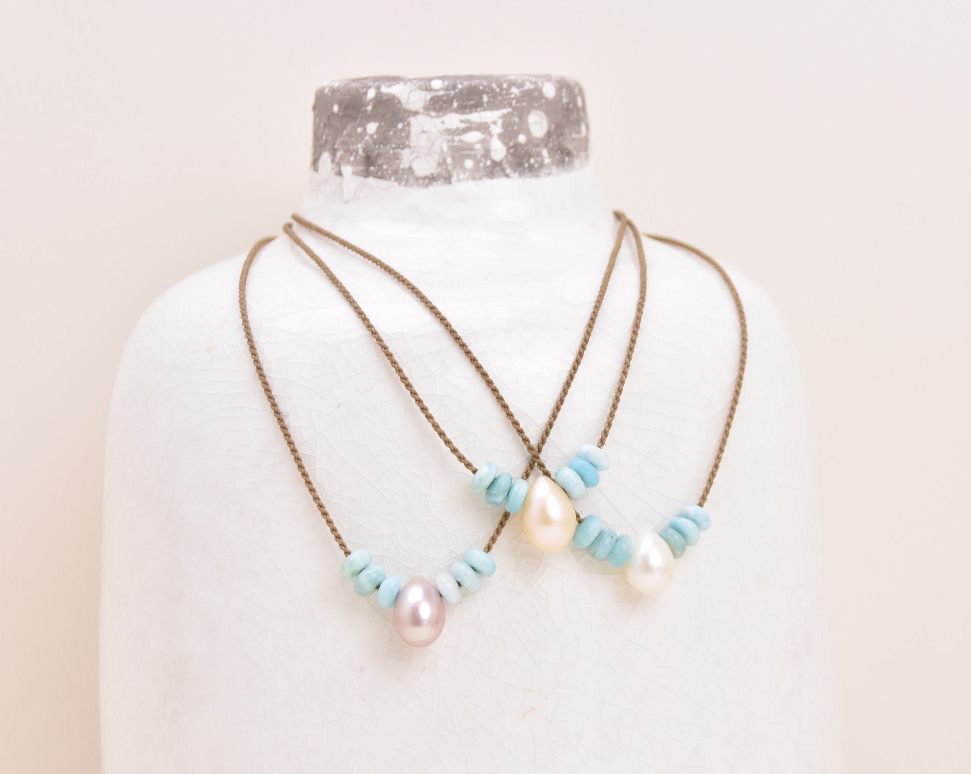 Larimar + Teardrop Pearl Bohemian