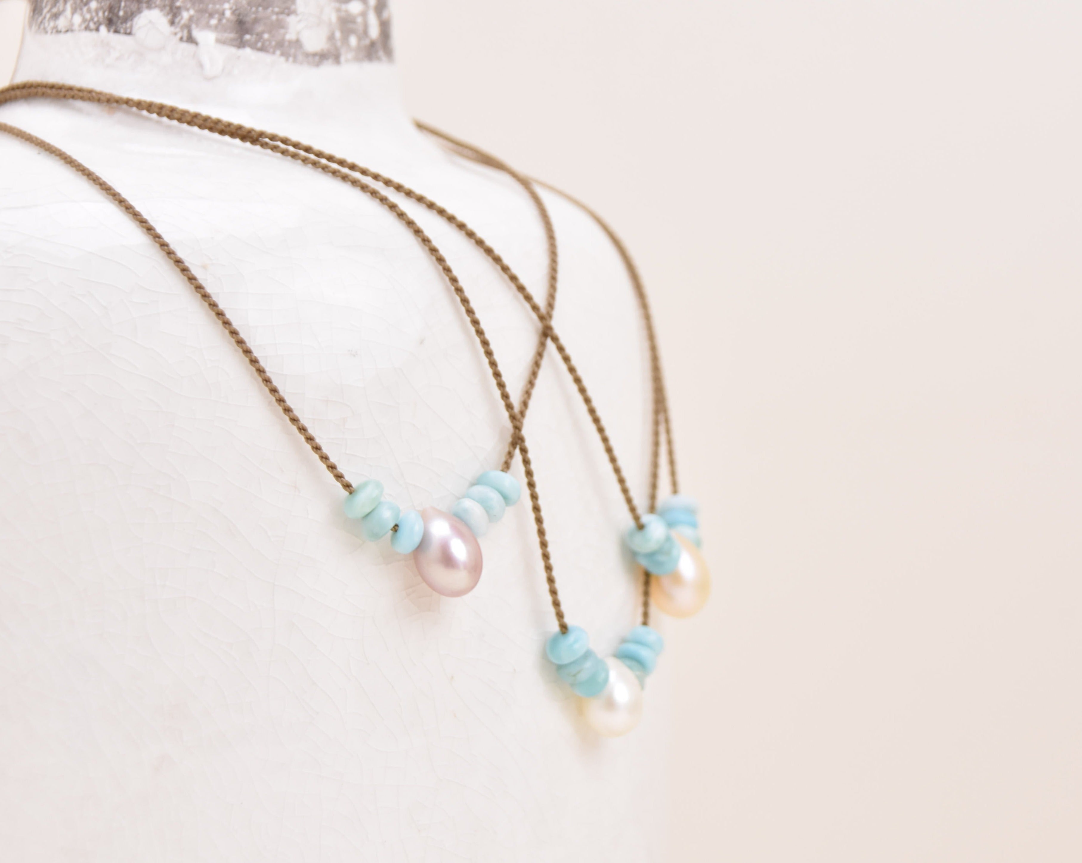 Larimar + Teardrop Pearl Bohemian