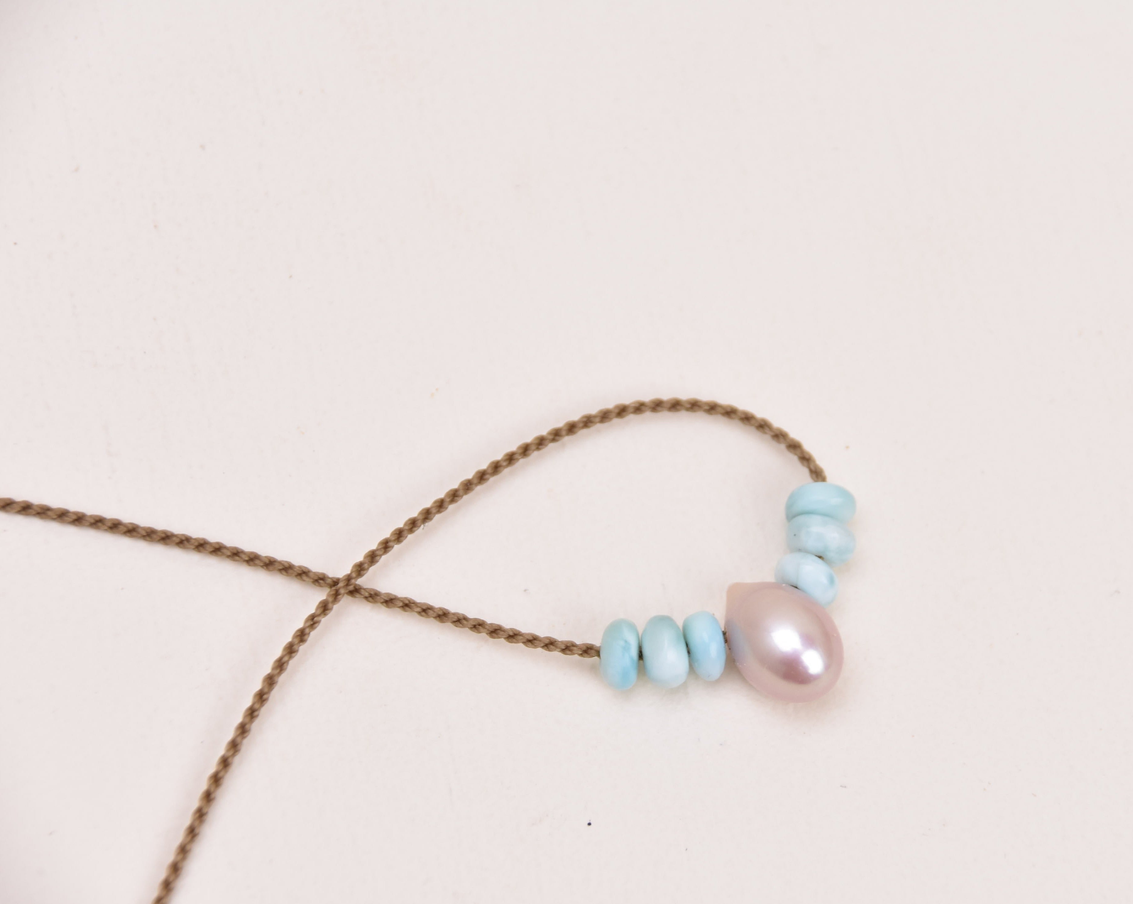 Larimar + Teardrop Pearl Bohemian