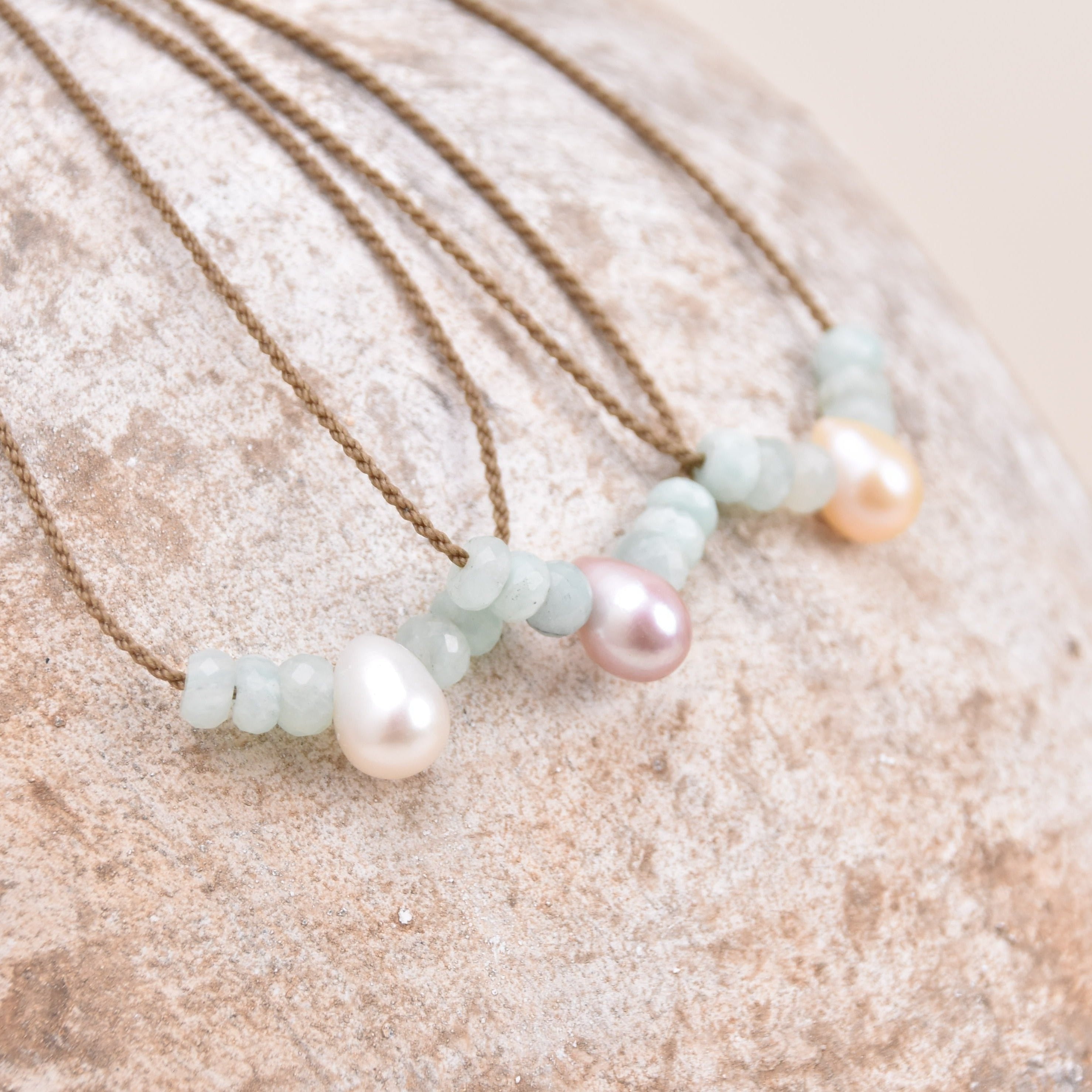 Amazonite + Teardrop Pearl Bohemian