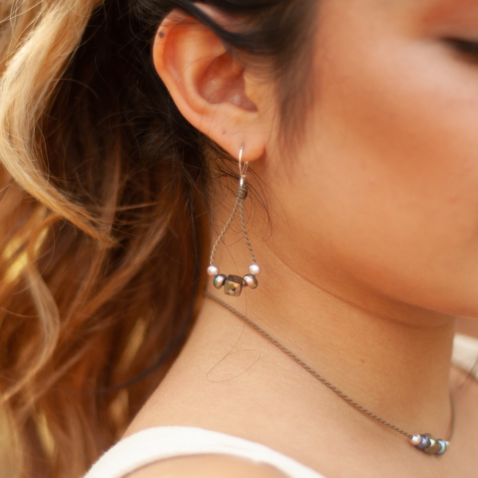 Bohemian Pearl + Stone Earrings