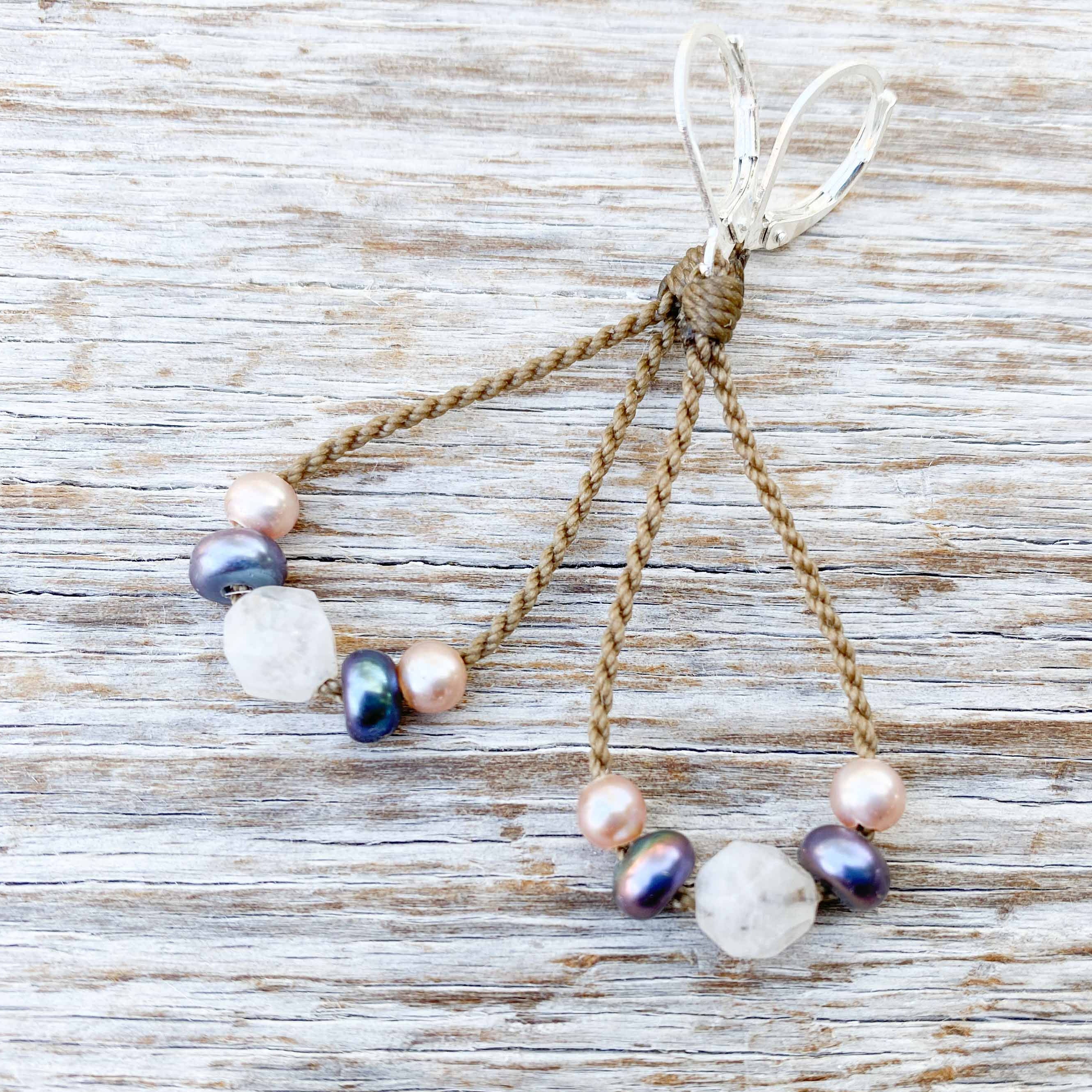 Bohemian Pearl + Stone Earrings