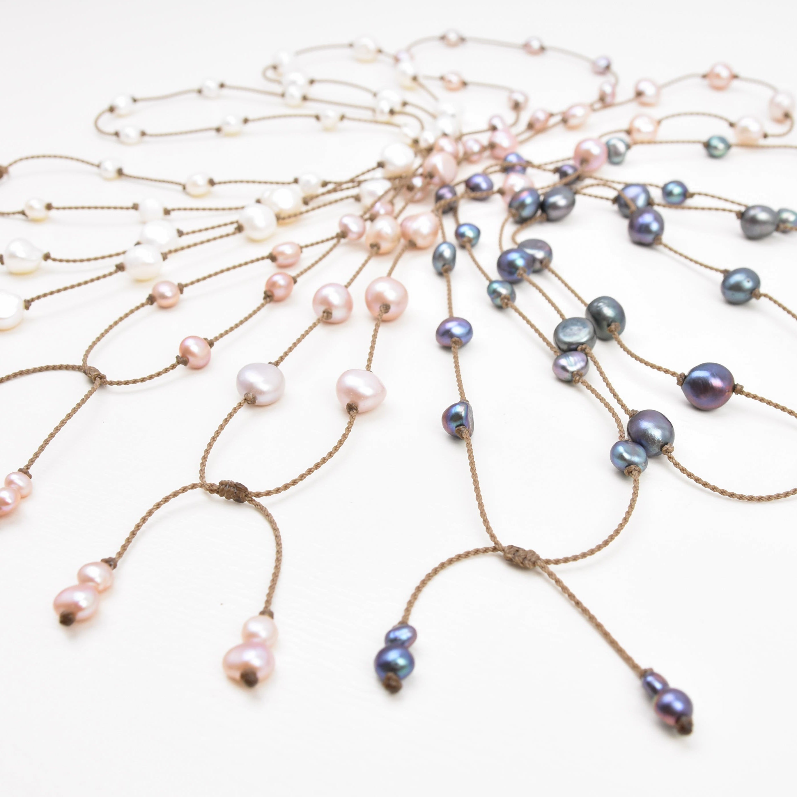 Pearl Duet – Adjustable Pearl Necklace on Waterproof Rope (Doubles as Hatband)