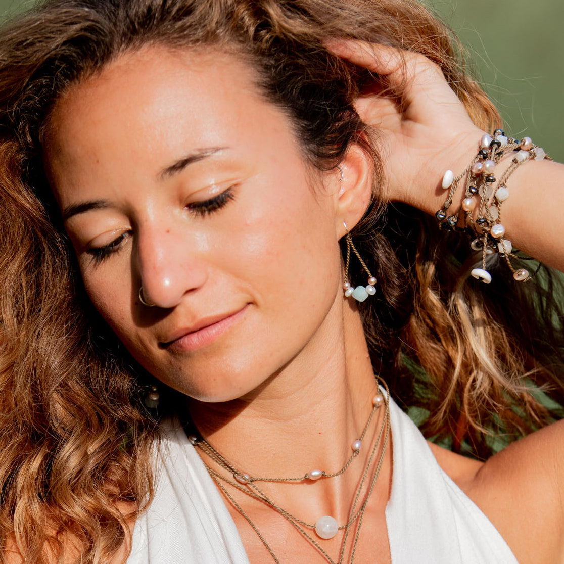 Bohemian Pearl + Stone Earrings