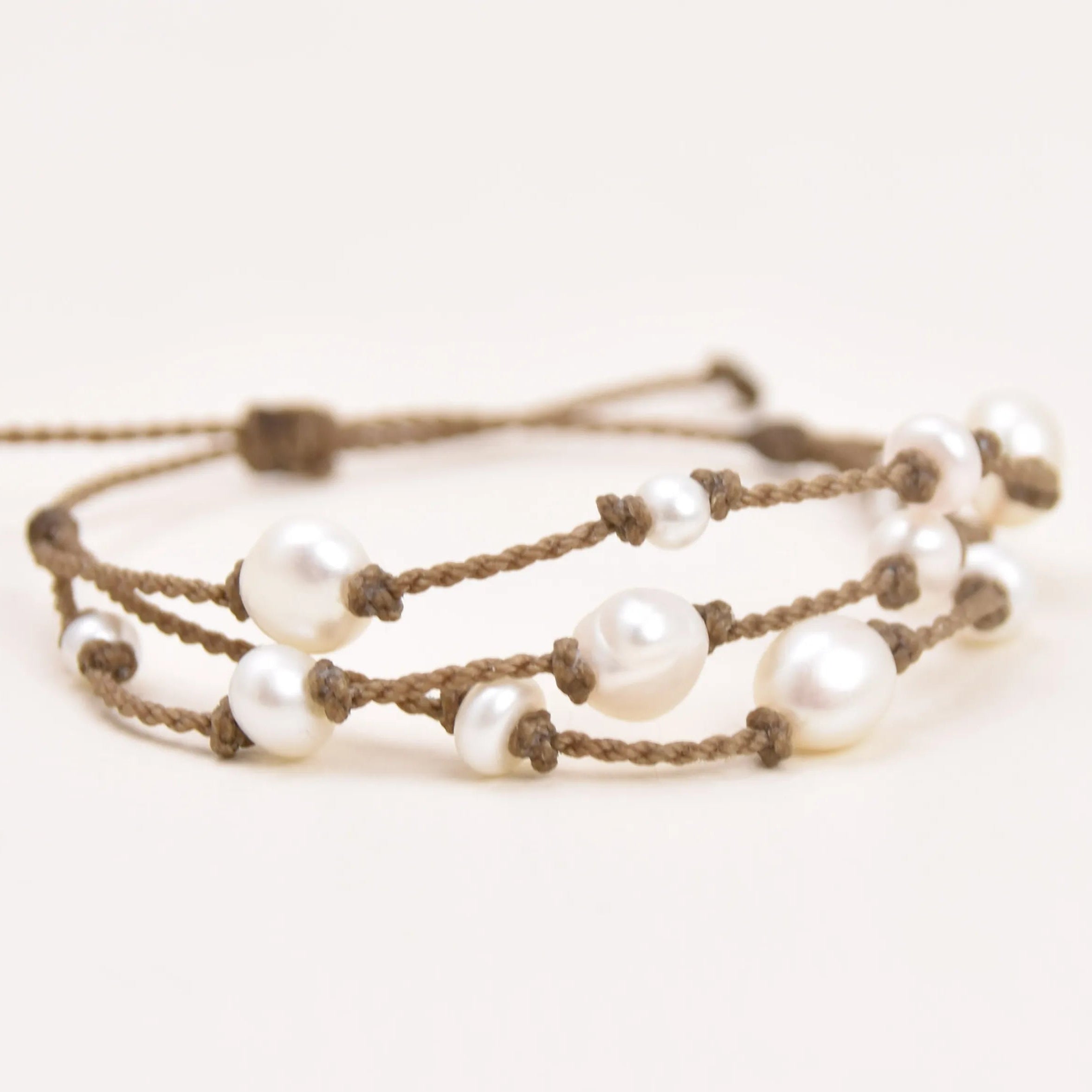 Tula Blue's Journey Bracelet in white pearl closeup