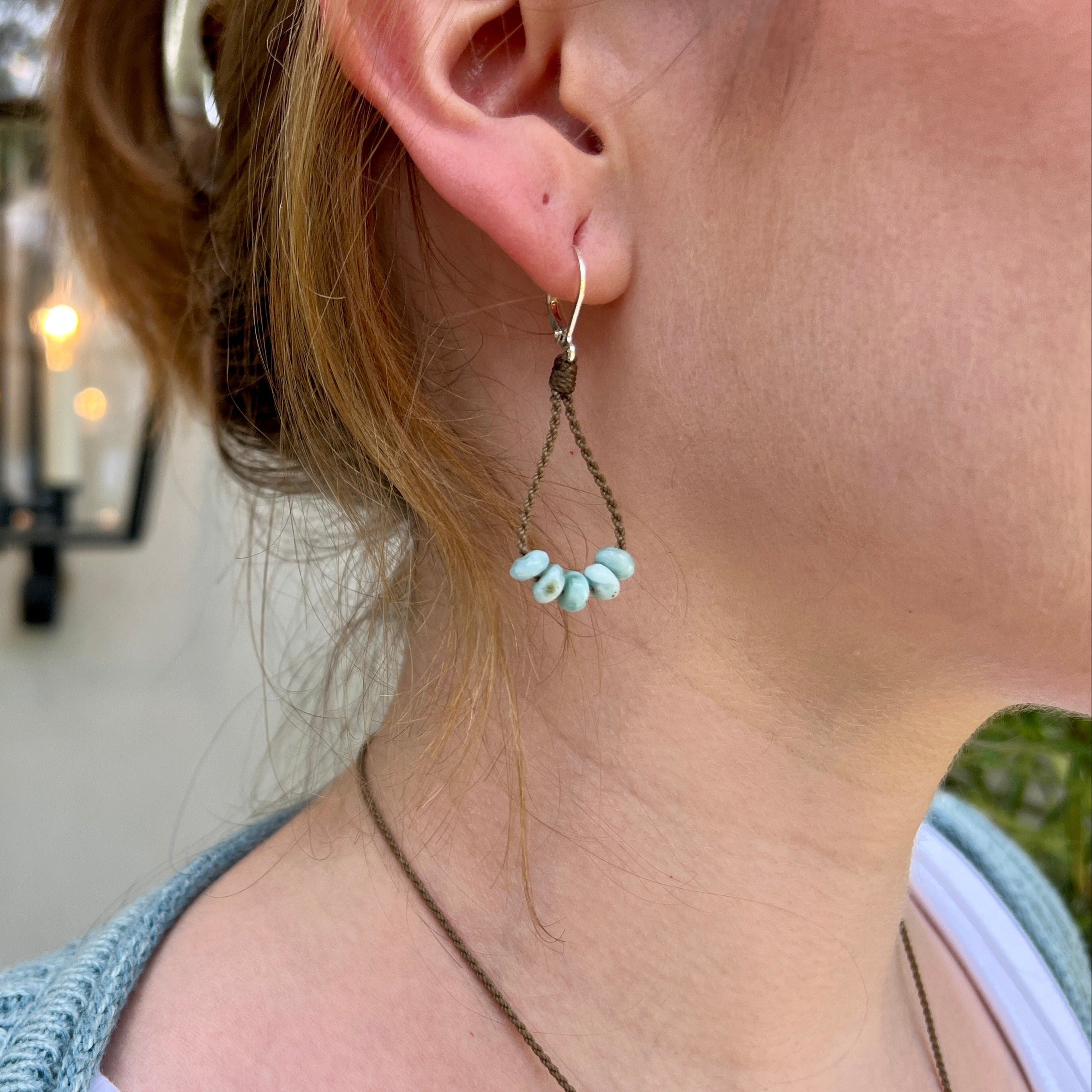 Dainty Larimar Loop Earrings