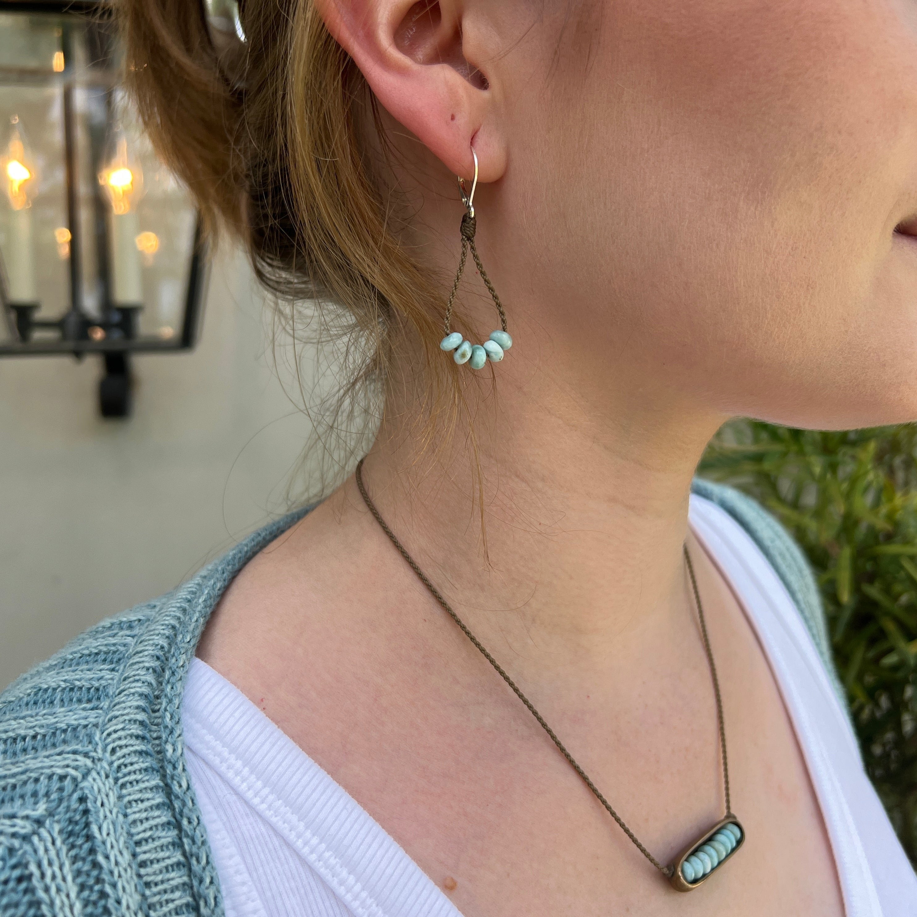 Dainty Larimar Loop Earrings