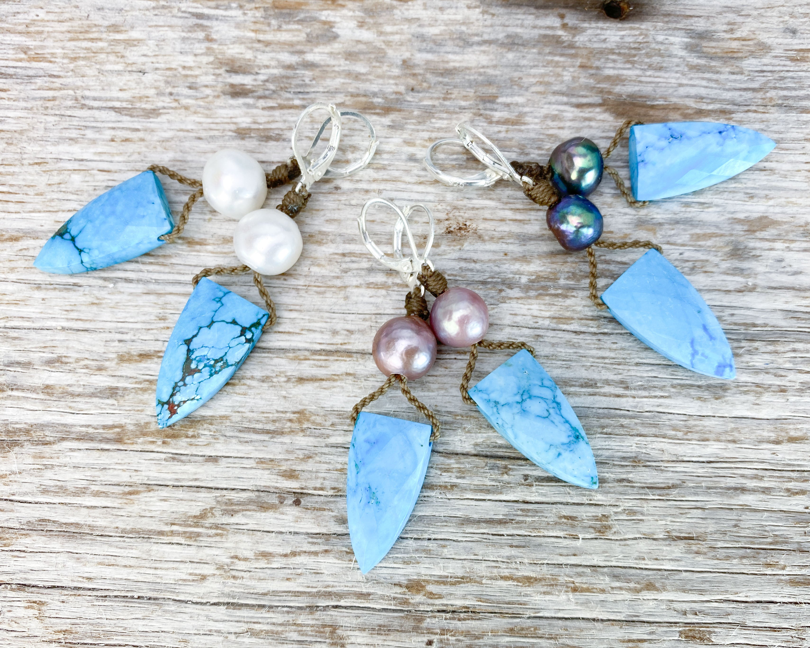 Pyramid + Pearl Earrings