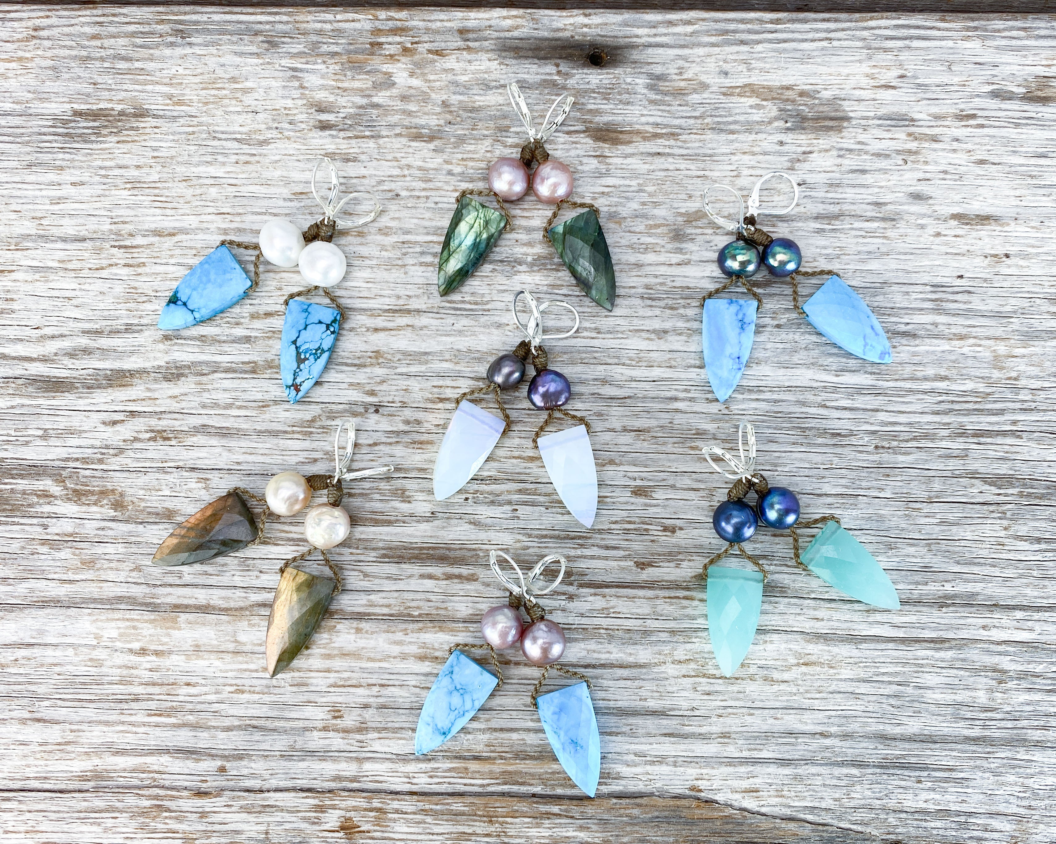 Pyramid + Pearl Earrings