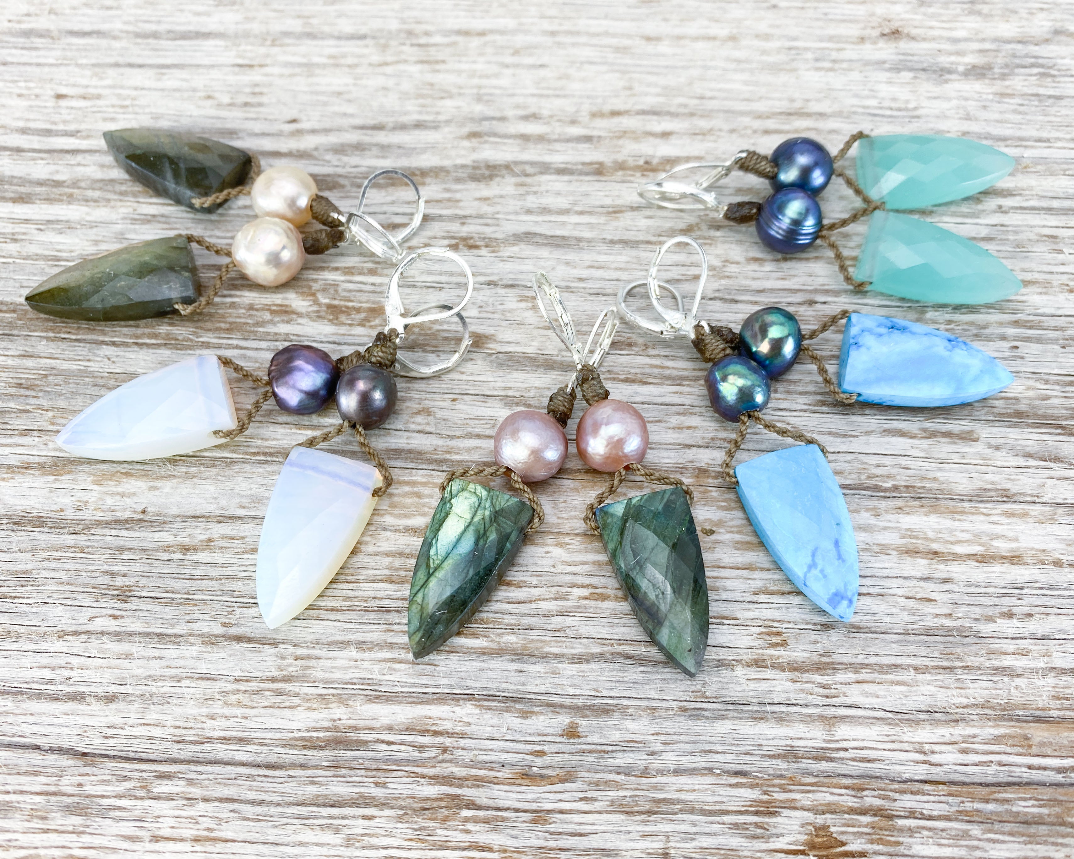 Pyramid + Pearl Earrings