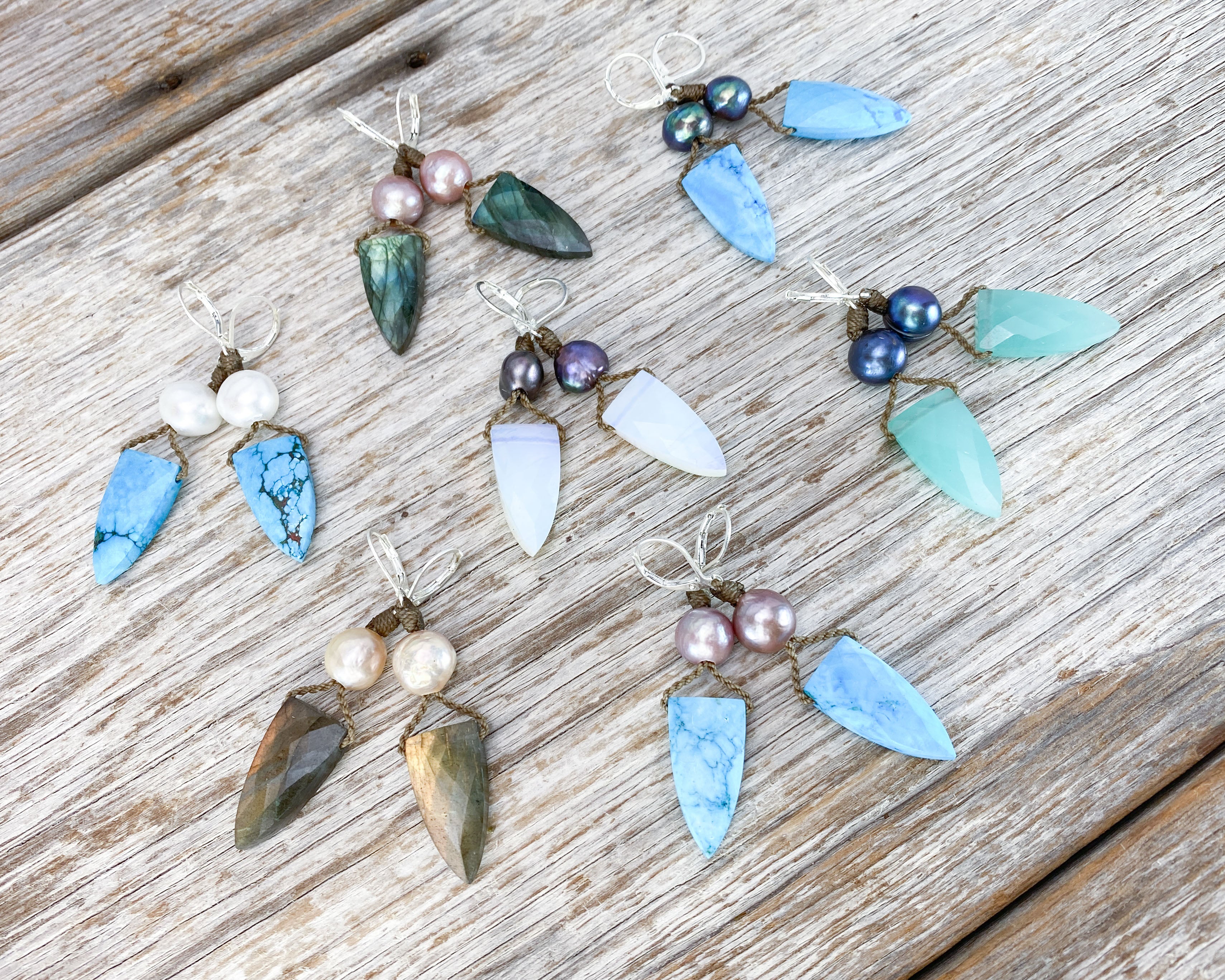 Pyramid + Pearl Earrings