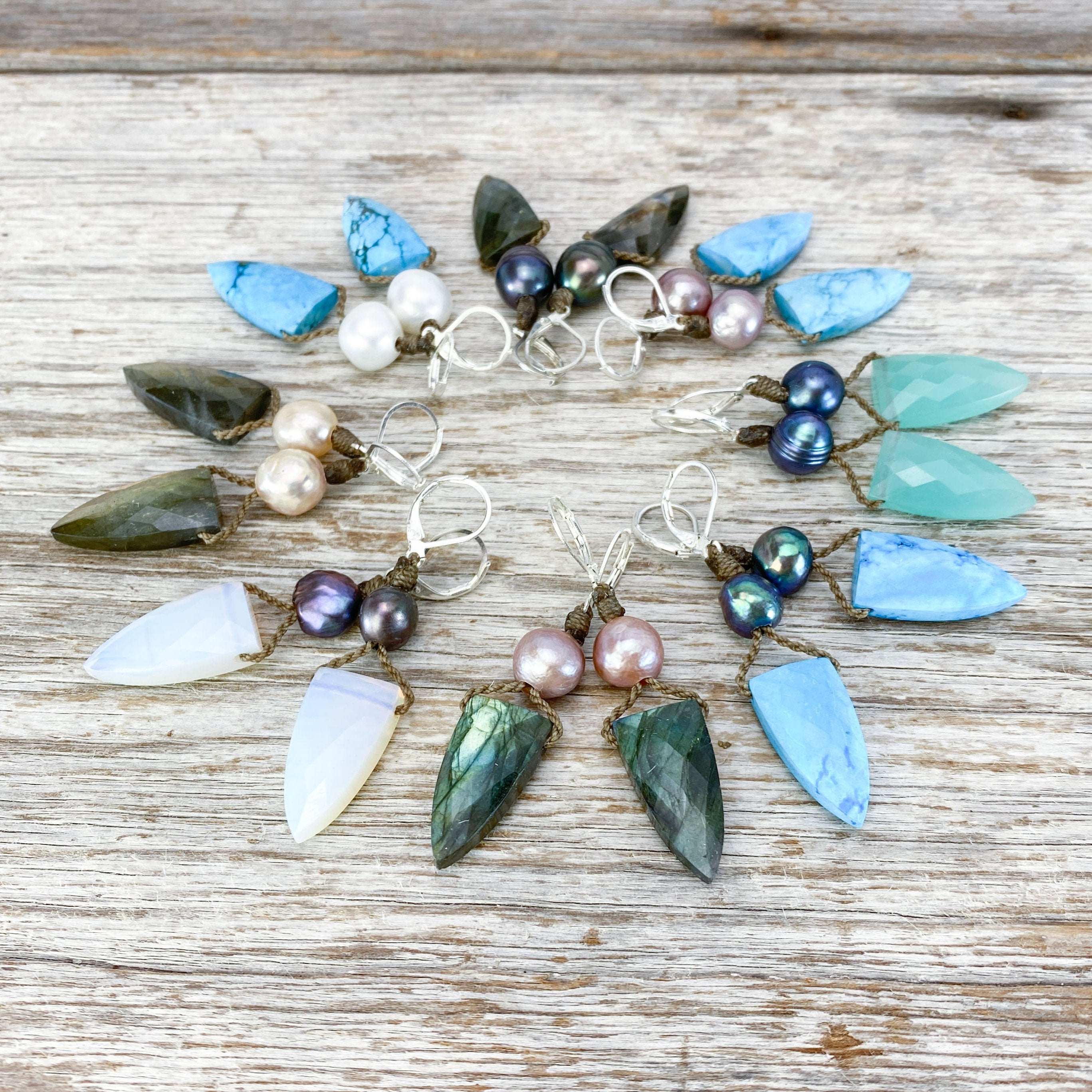 Pyramid + Pearl Earrings