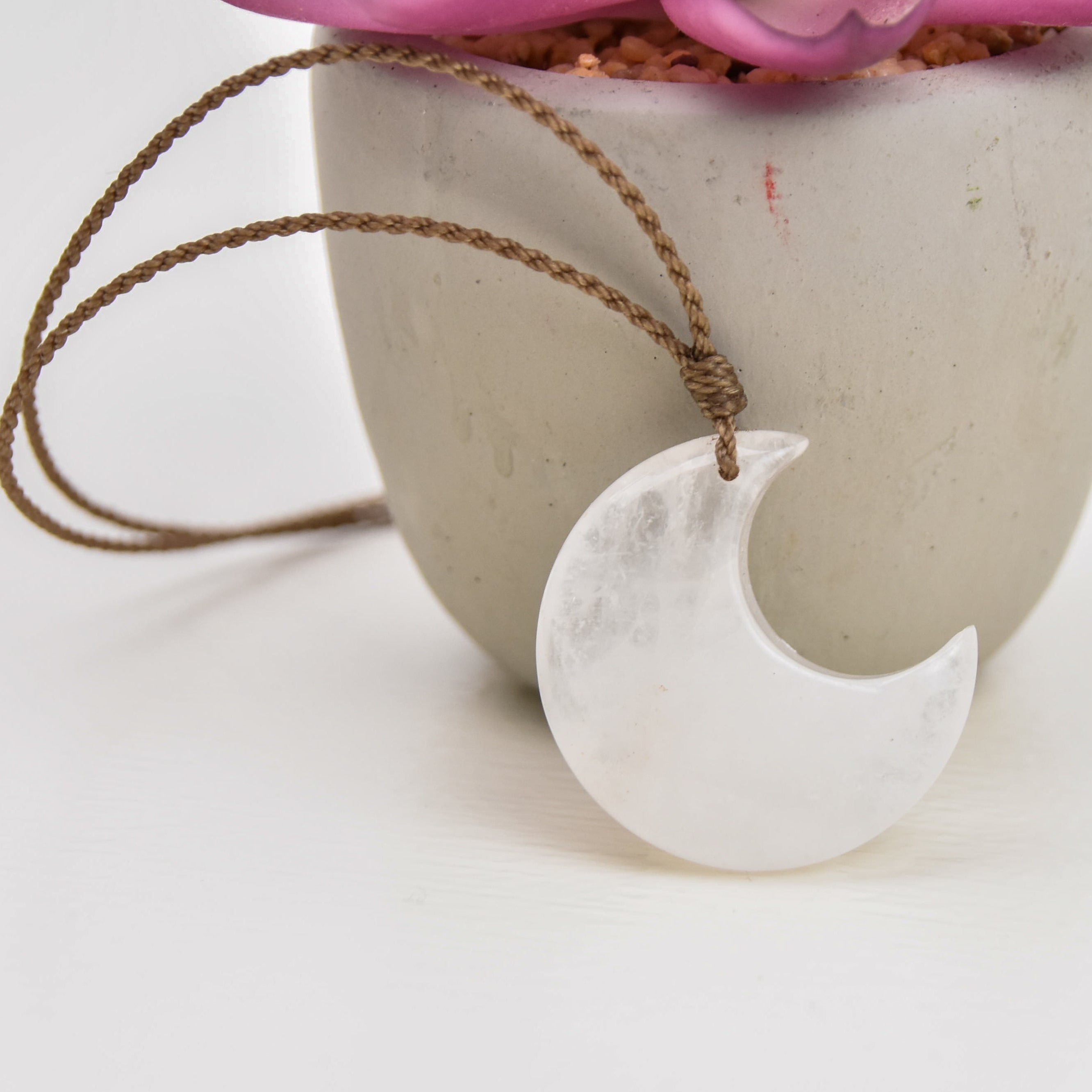 Moonstone - Stone Crescent Necklace