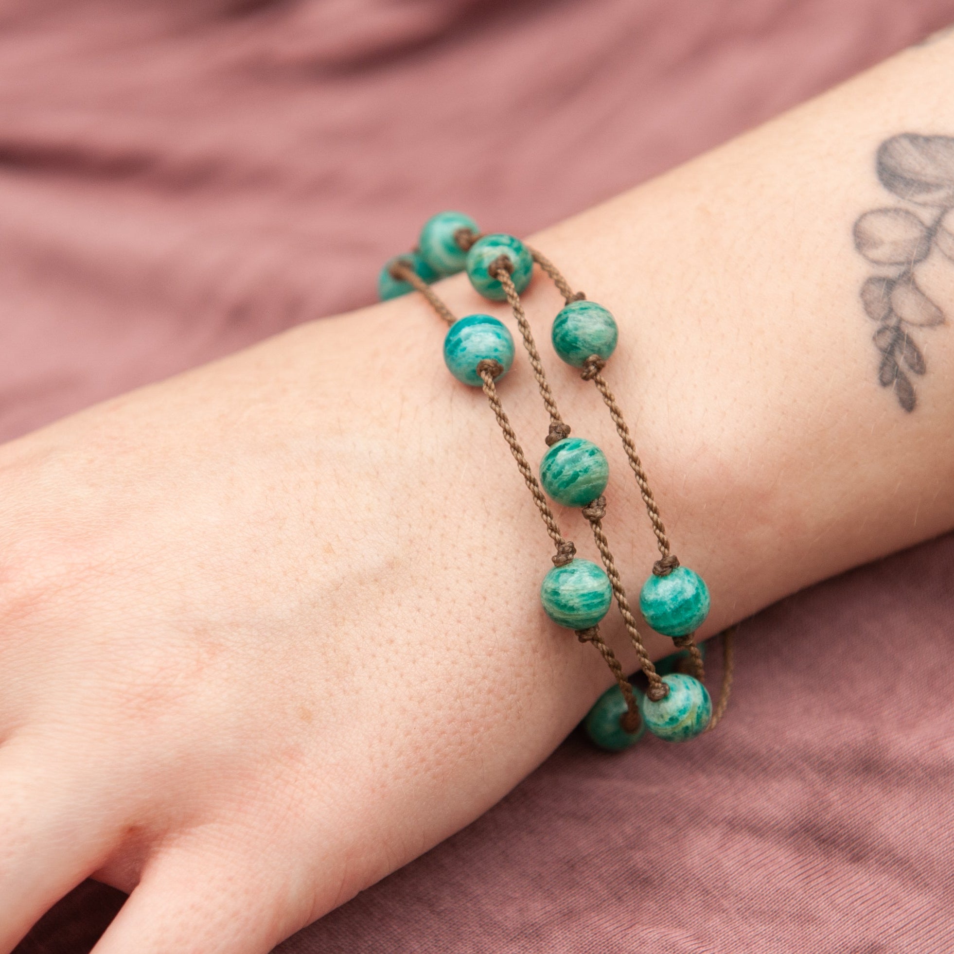 Wrap-1067-Banded Amazonite Round Medium