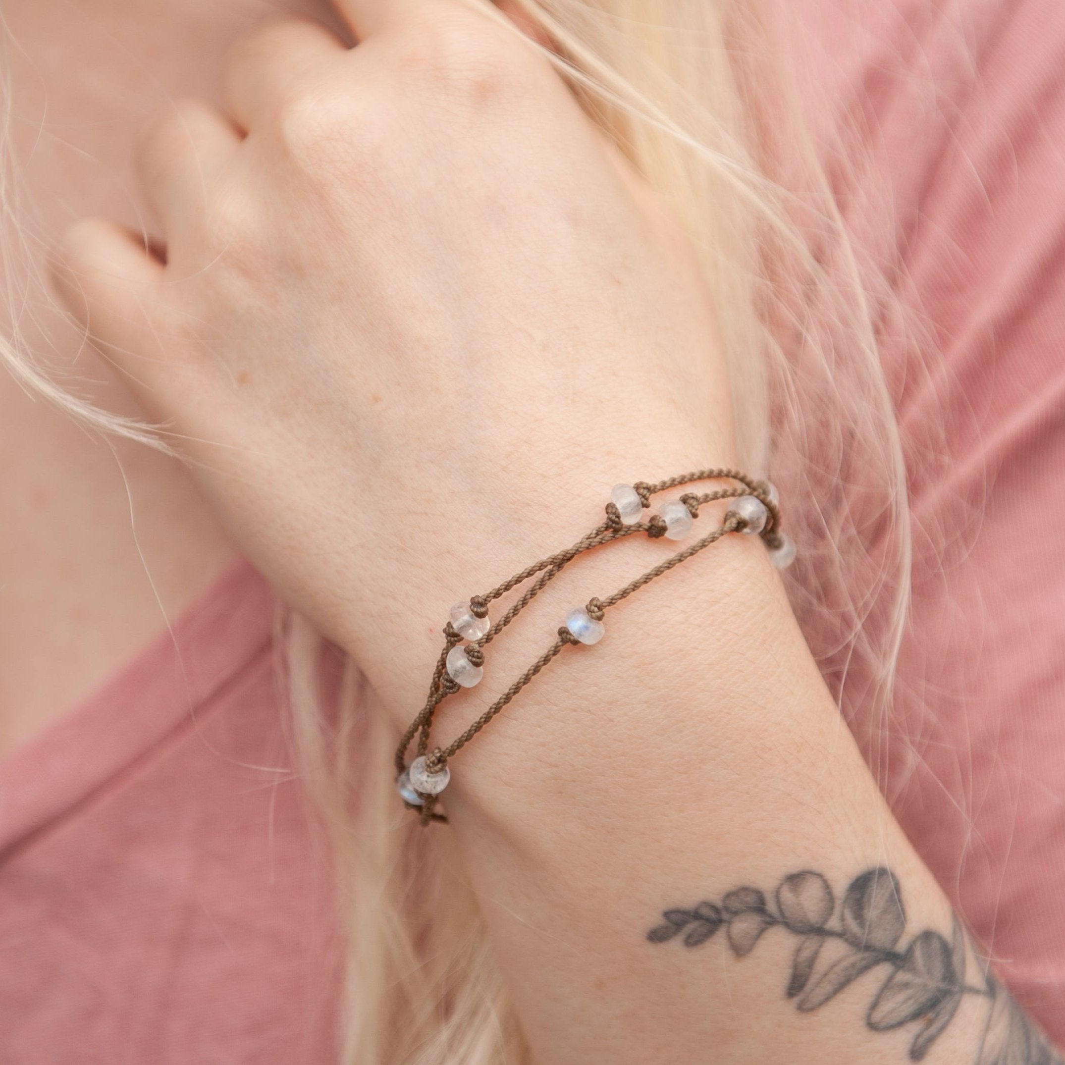 Wrap-Rainbow Moonstone Rondelle