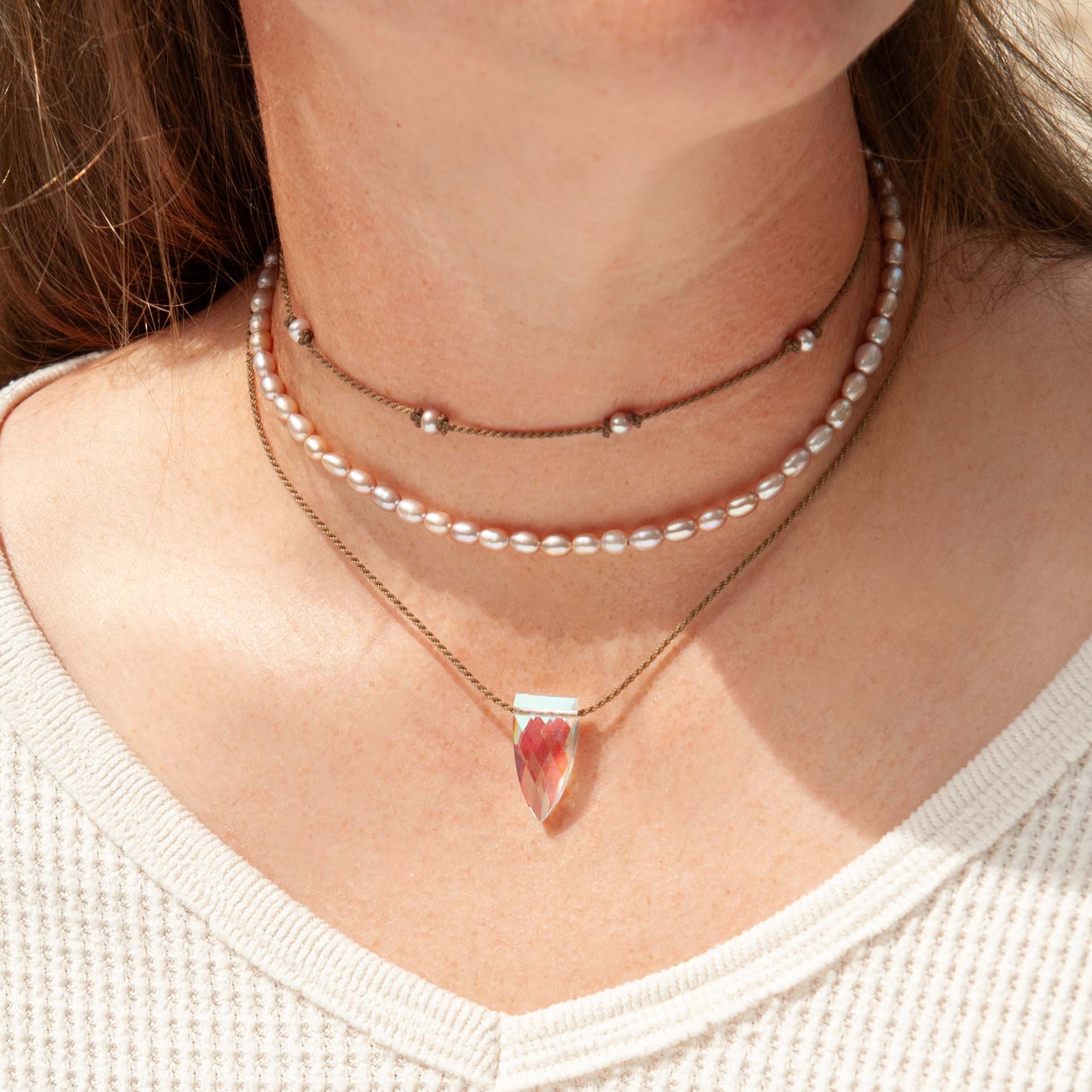 Pyramid Crystal & Gemstone Necklace