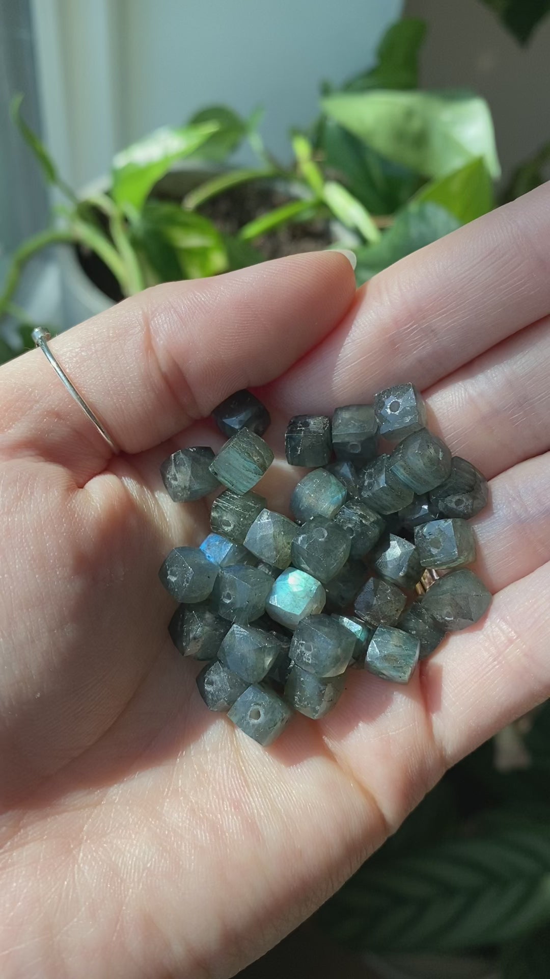 Labradorite & Moonstone Cubes Bracelets