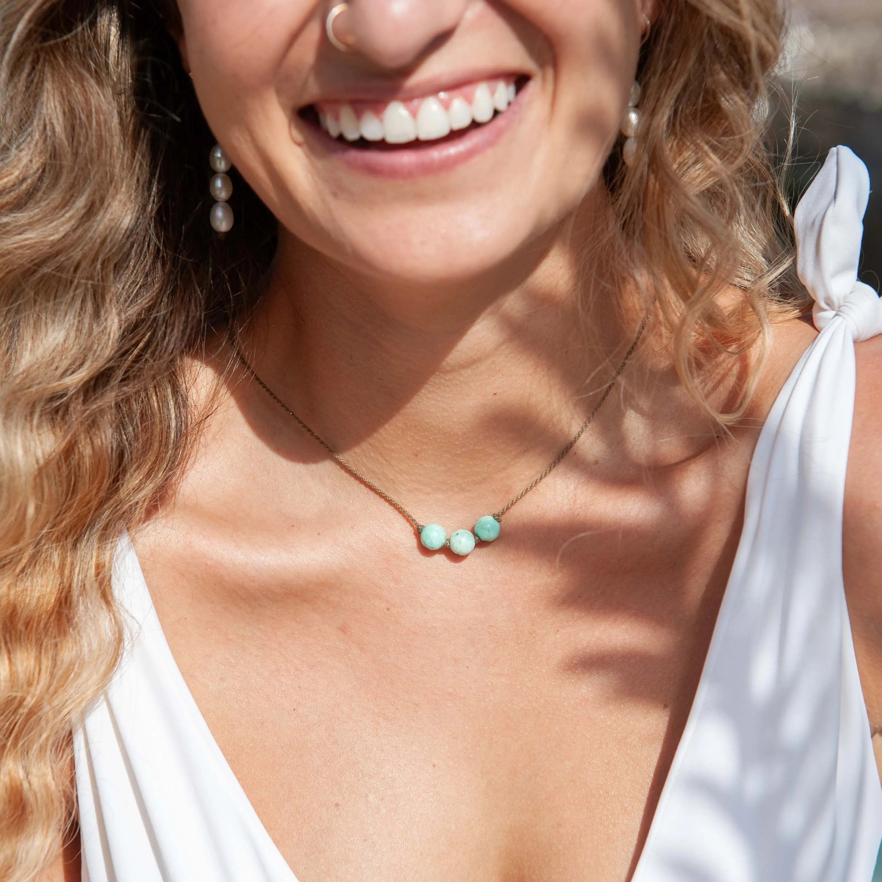 Stone Triple Knotted Necklaces