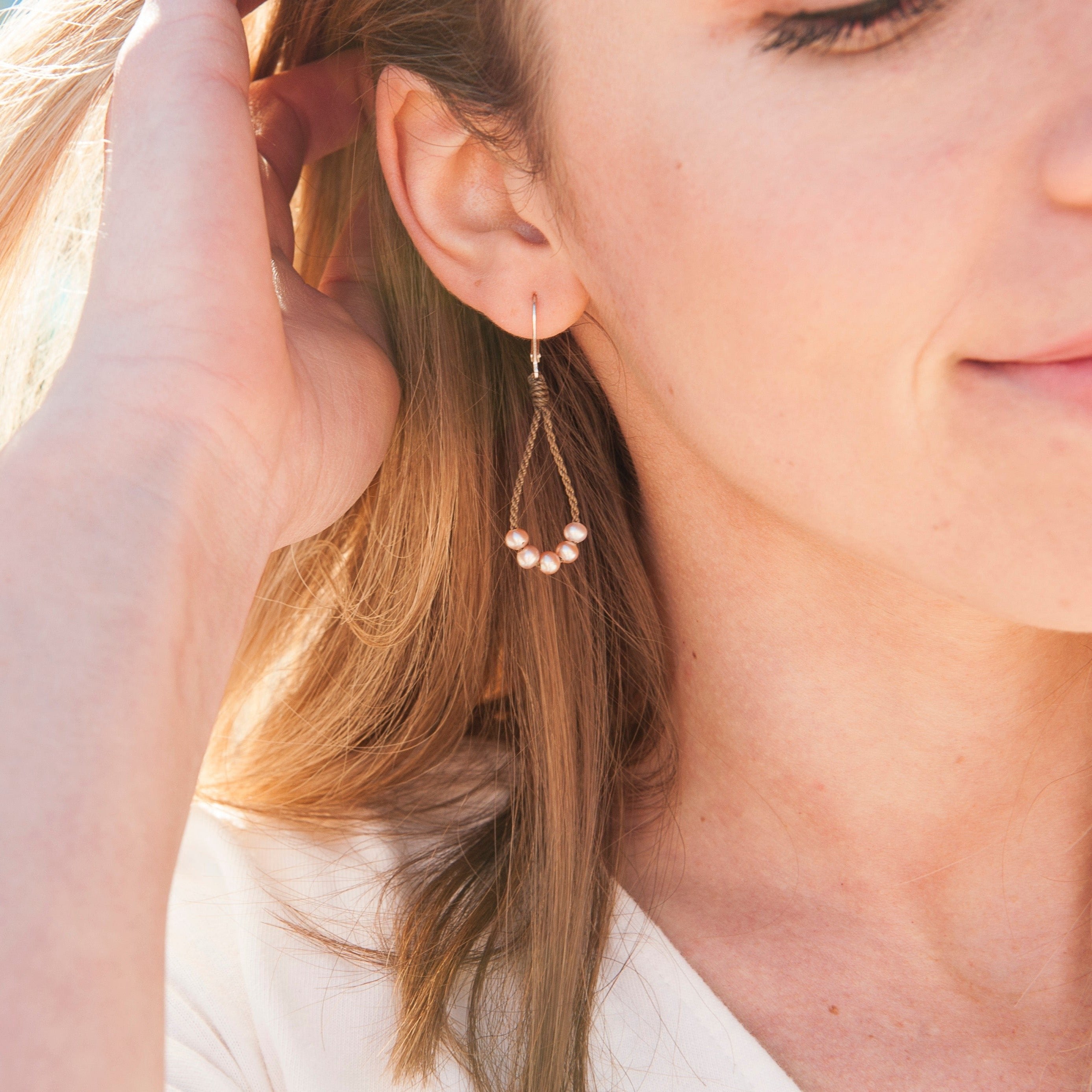 Dainty Pearl Loop Earrings