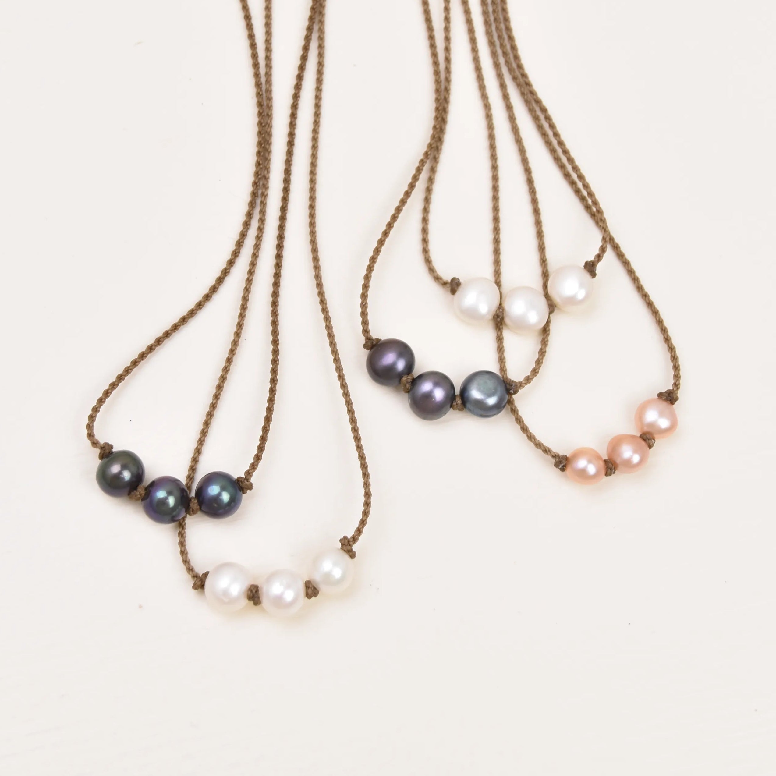 Triple Knotted Necklace - Pearls