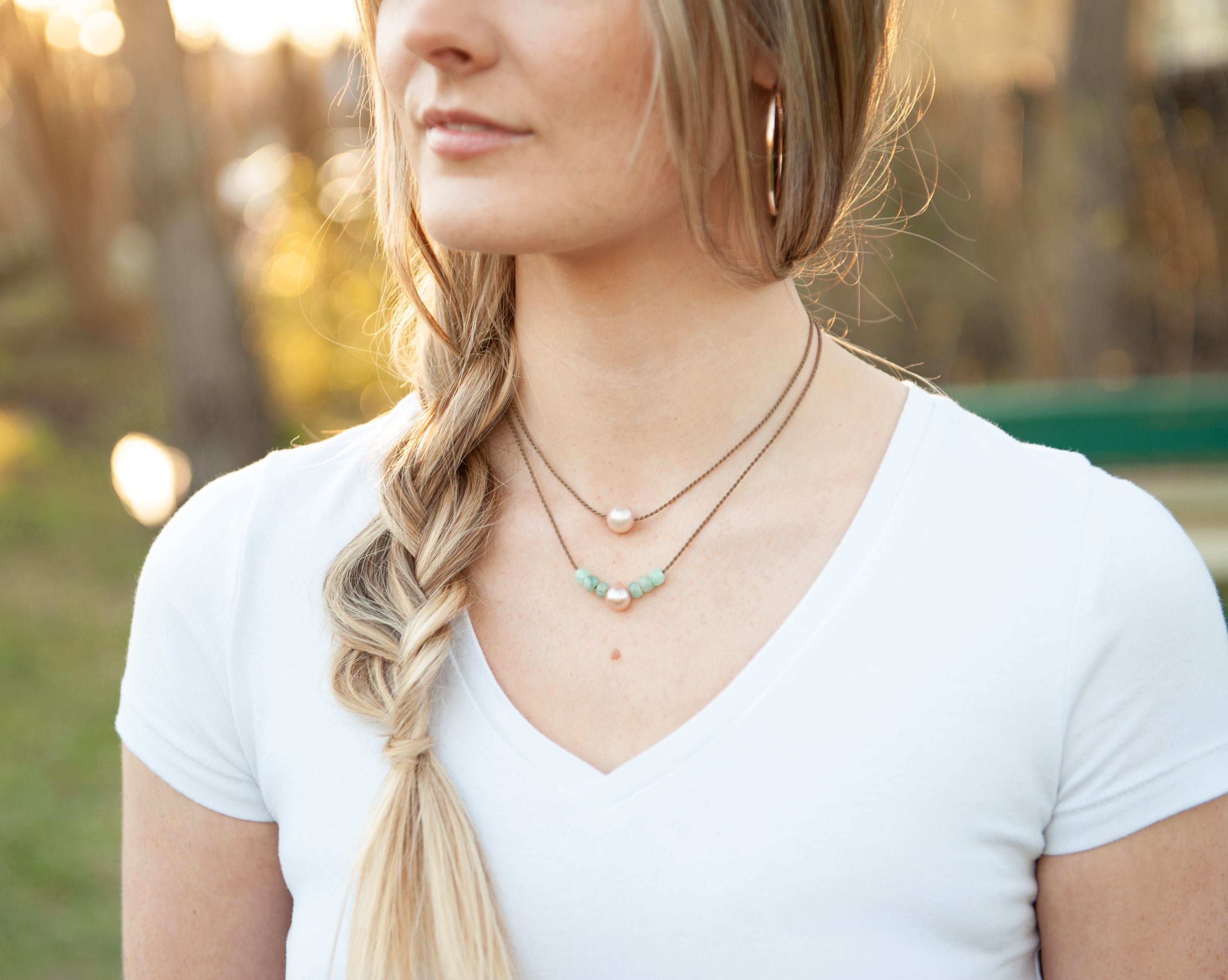 Labradorite + Teardrop Pearl Bohemian