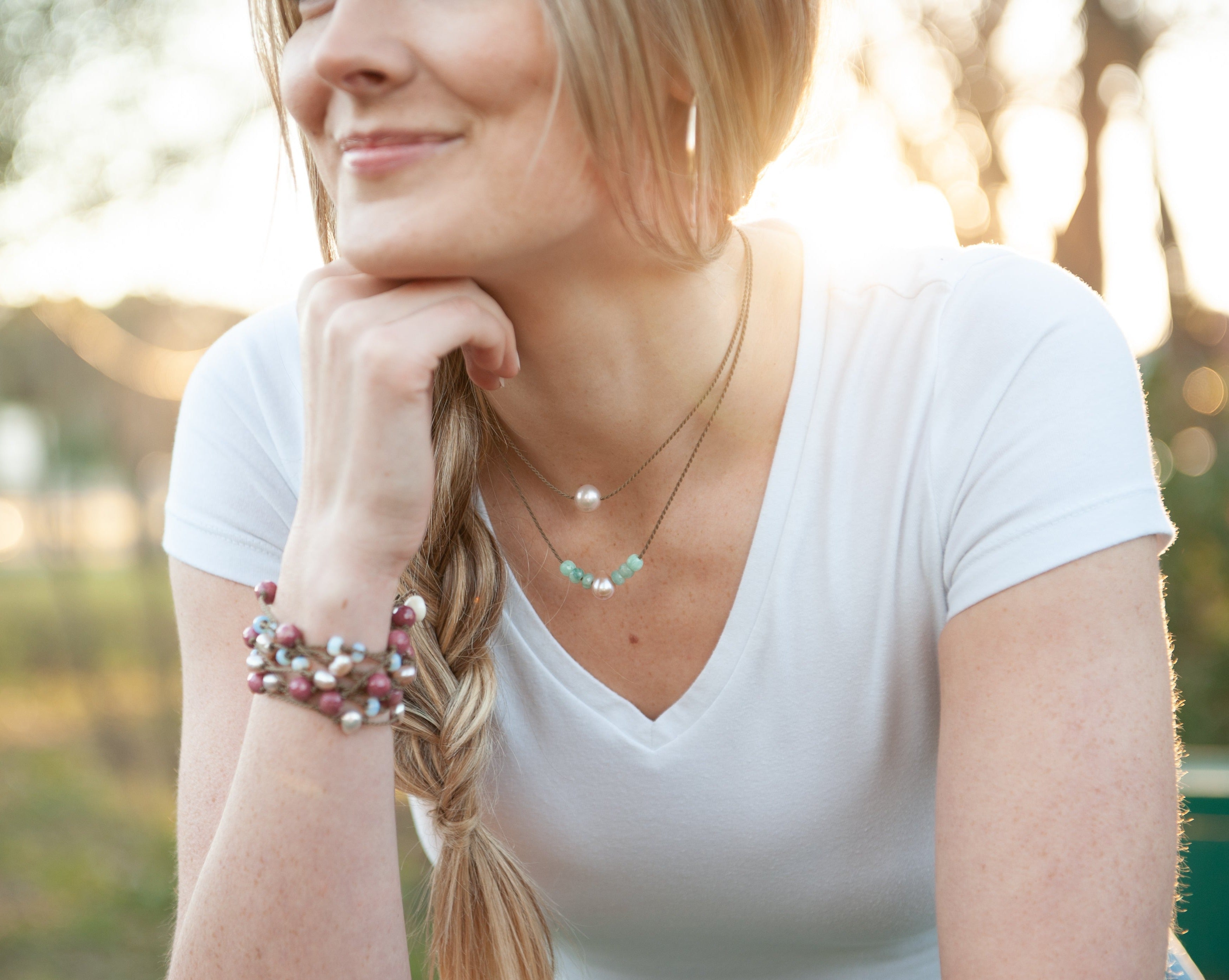 Labradorite + Teardrop Pearl Bohemian