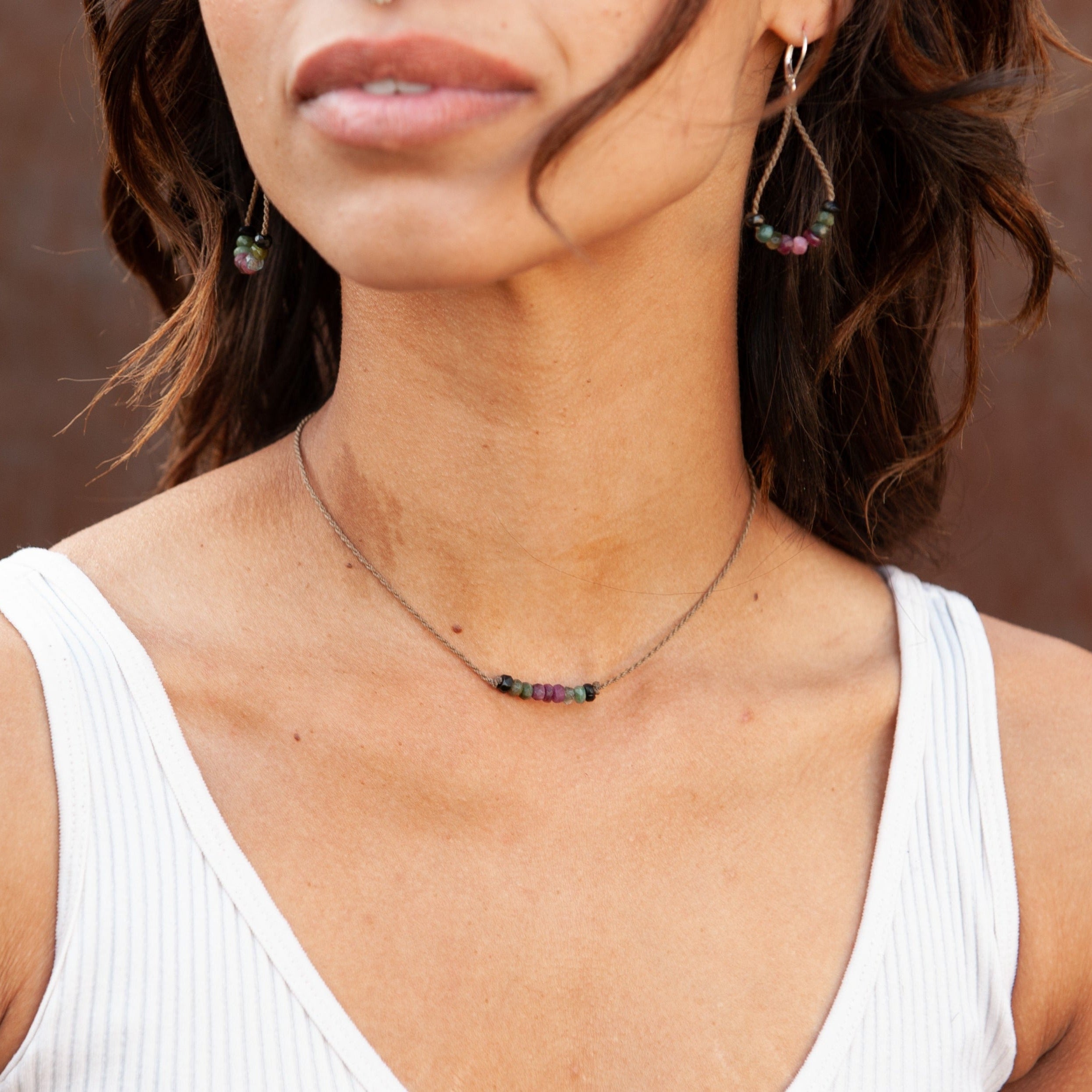 Watermelon Tourmaline Loop Earrings