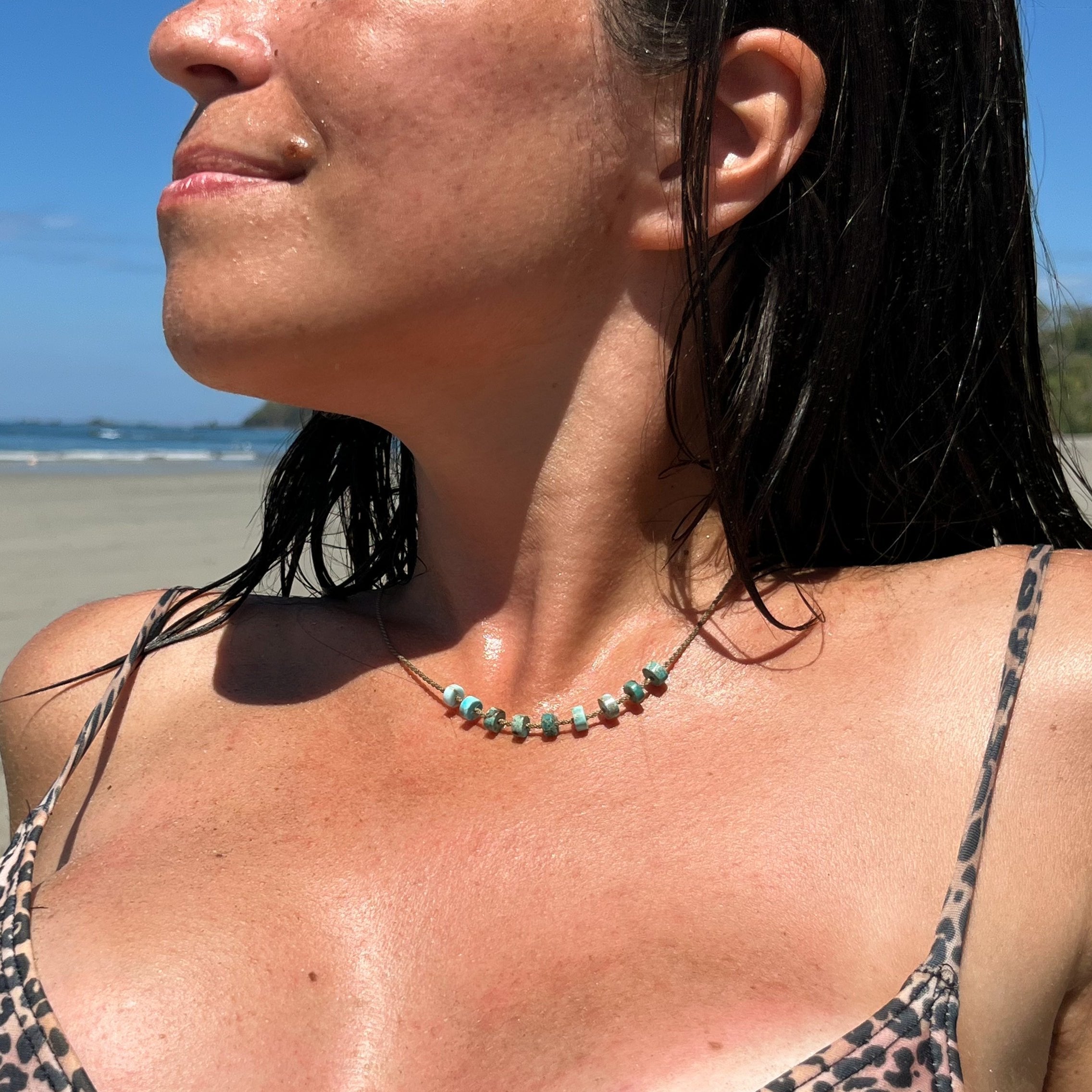 Heishi Bohemian Necklace-1115-Turquoise Howlite