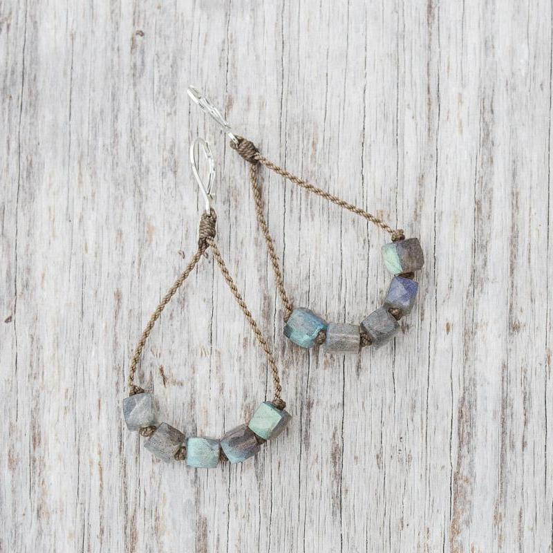 Labradorite Cube Earrings