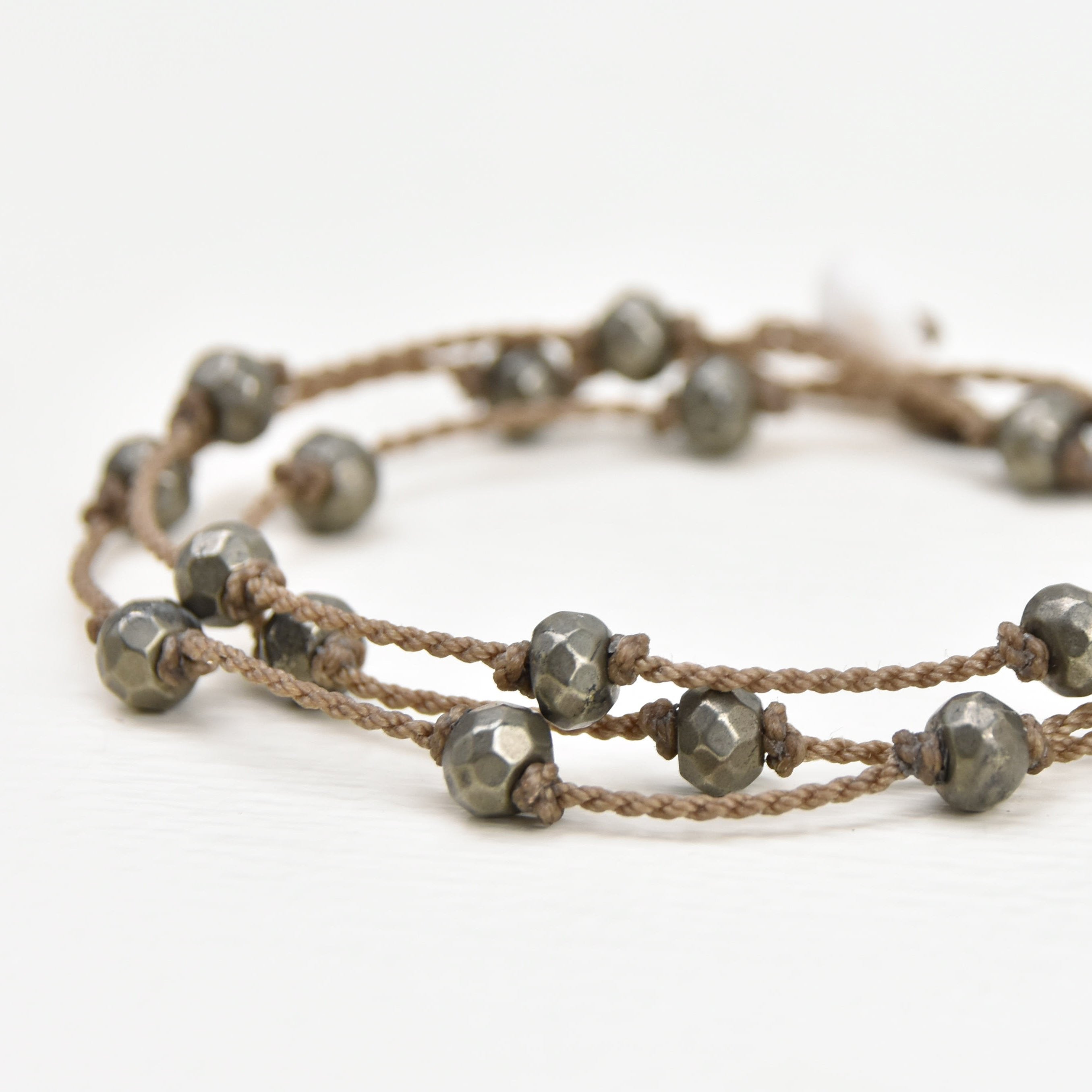 Wrap-1897-Gunmetal Pyrite Rondelle