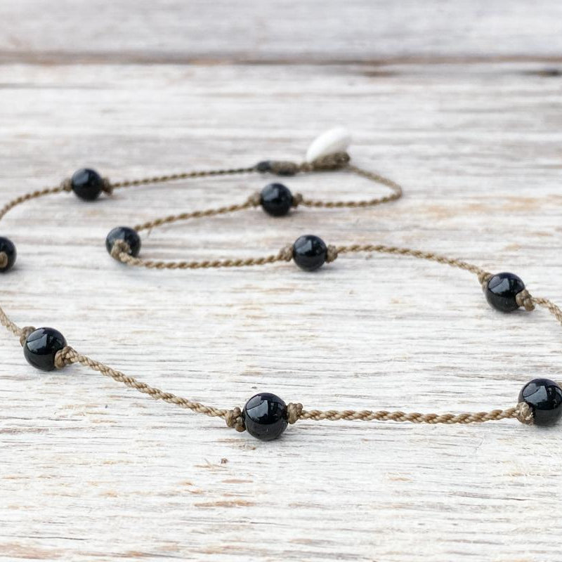 Princess Necklace-1757-Black Onyx Round Petite