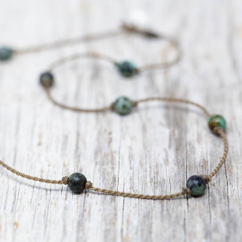 Princess Necklace-1030-African Turquoise Round Petite