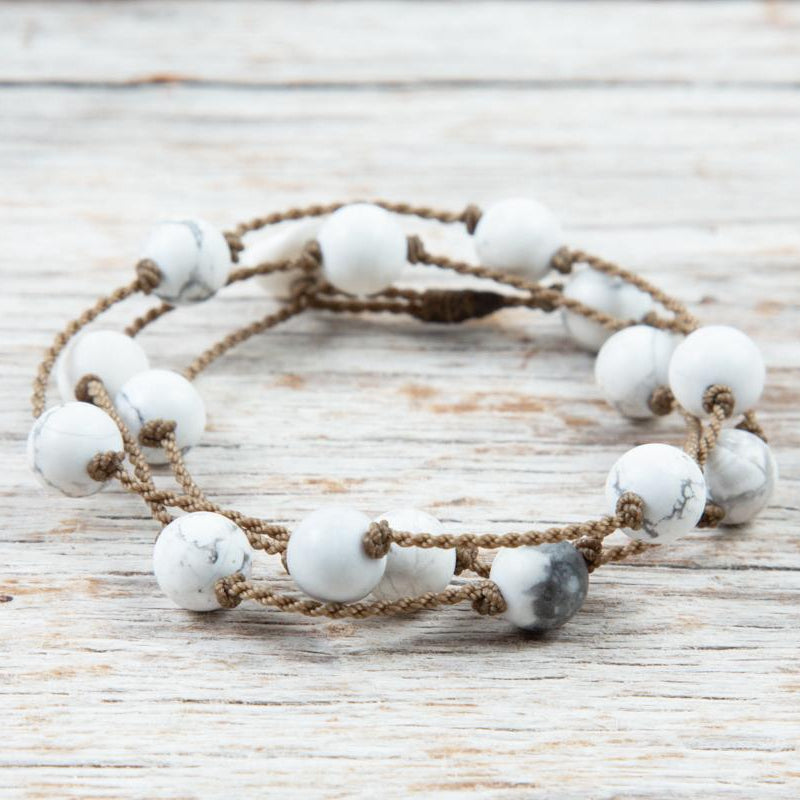 Wrap-0102-White Howlite Round Medium