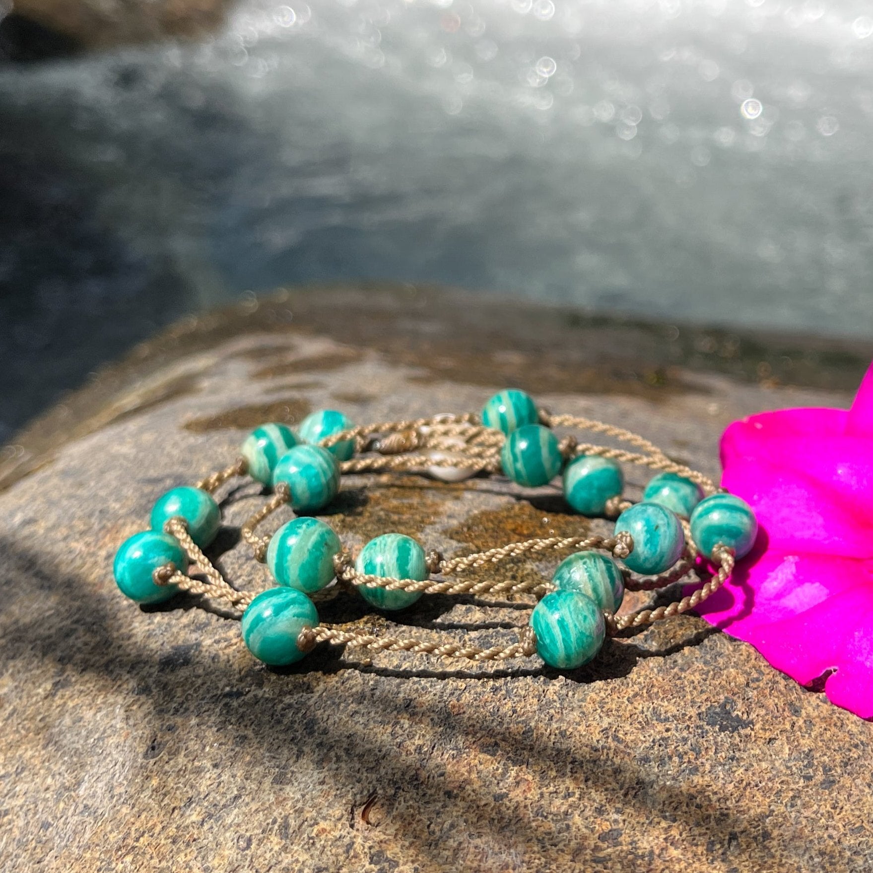 Wrap-1067-Banded Amazonite Round Medium