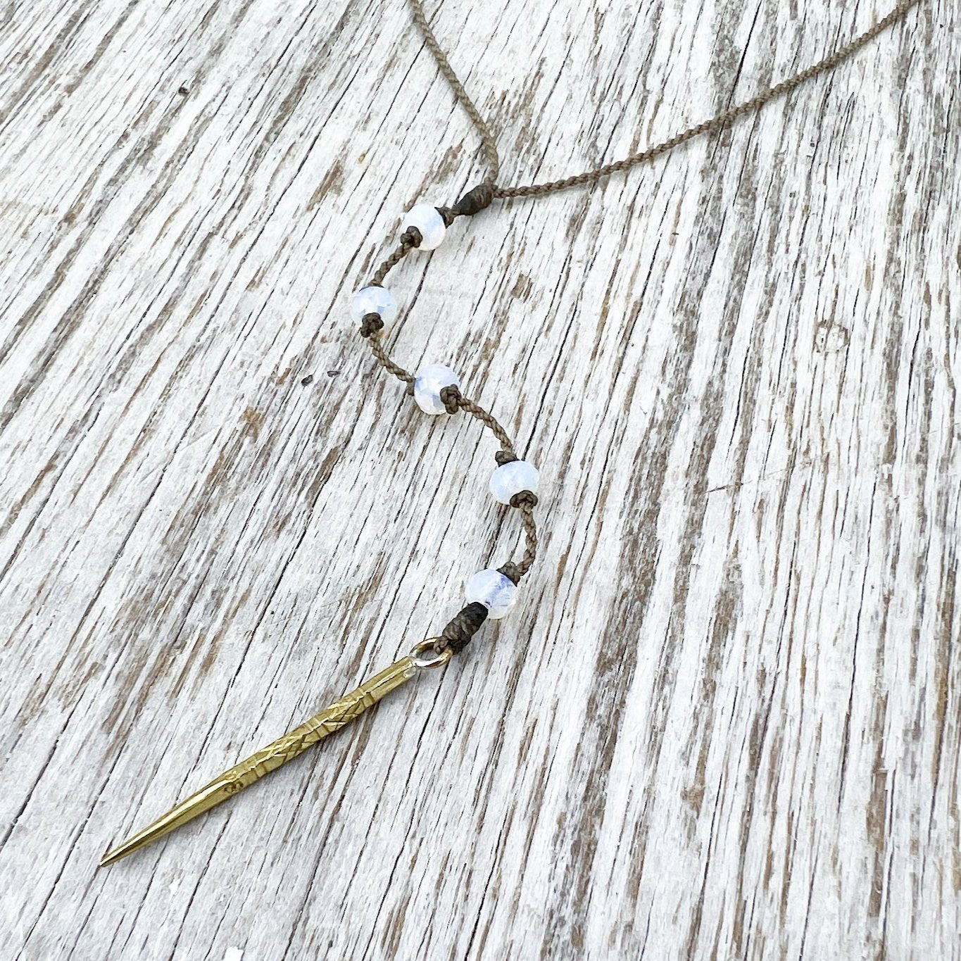 Y Necklace Petite-0142-Opalite Faceted Rondelle