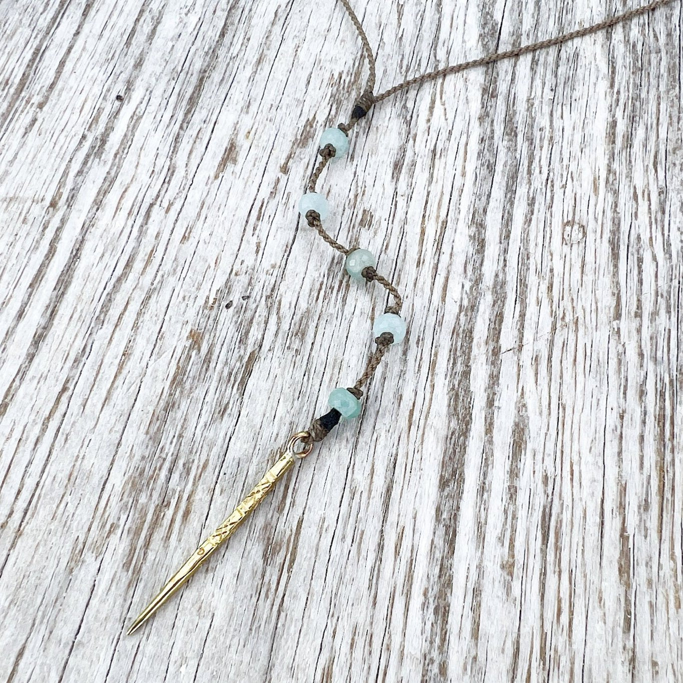 Y Necklace Petite-1072-Amazonite Faceted Rondelle