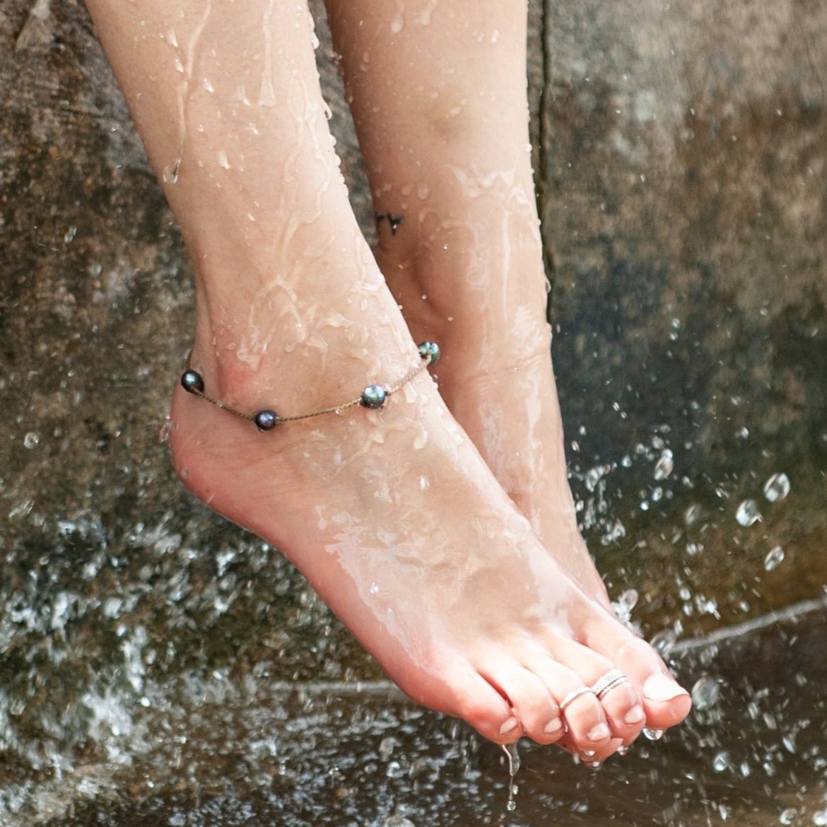 Mermaid + Peacock Pearl Princess Anklets