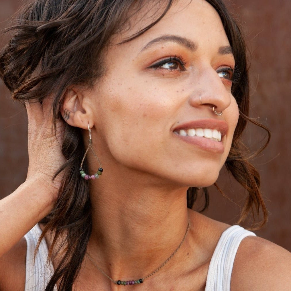 Watermelon Tourmaline Loop Earrings