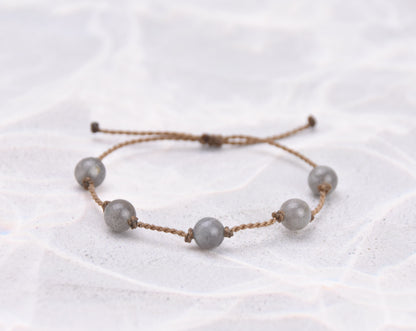 Botswana Agate, Labradorite, Apatite + Conch Shell Bracelets