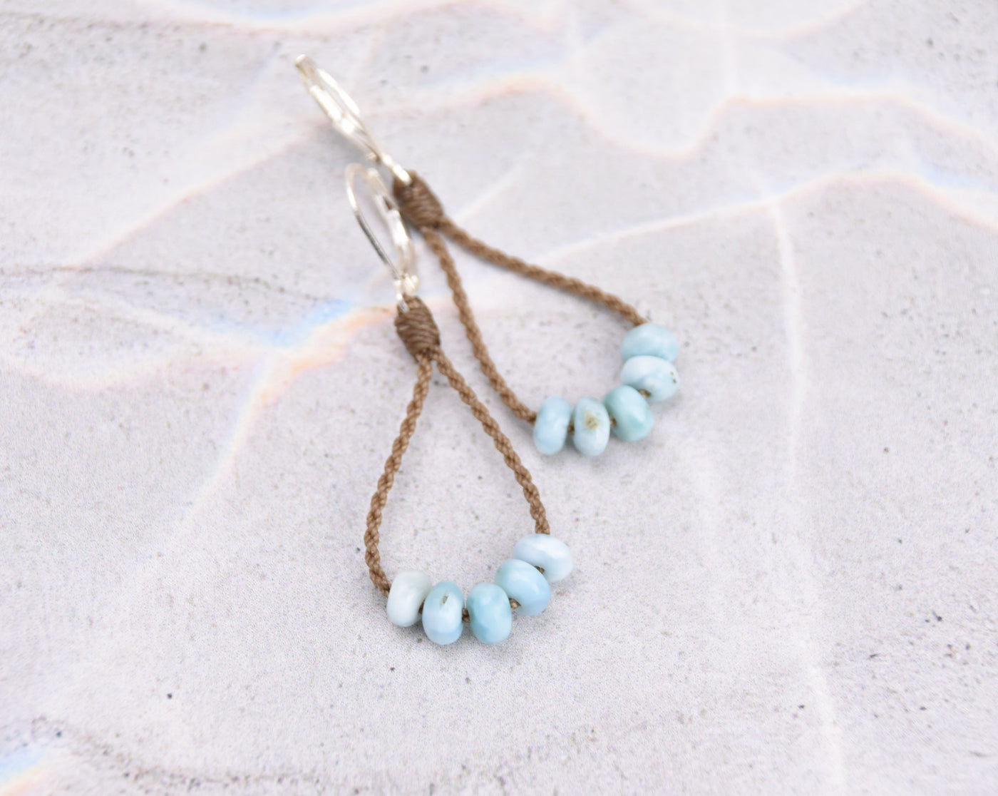 Dainty Larimar Loop Earrings