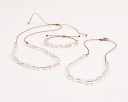 Clear Quartz Pebble - Bracelet, Necklace, Duet, OR the whole set!