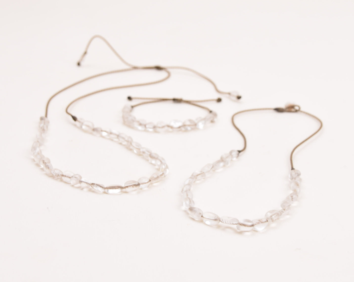 Clear Quartz Pebble - Bracelet, Necklace, Duet, OR the whole set!