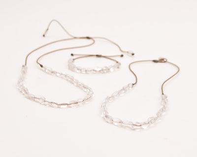 Clear Quartz Pebble - Bracelet, Necklace, Duet, OR the whole set!