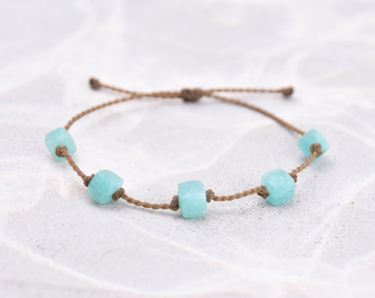 Amazonite, Prehnite, Chrysocolla & Pink Opal Cube Bracelets