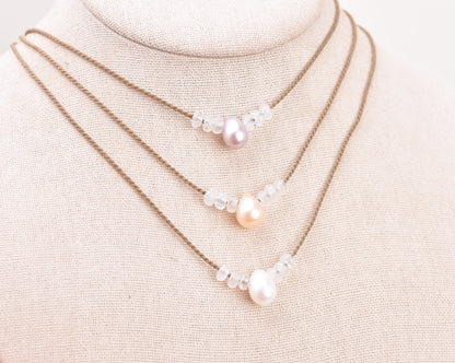Moonstone + Teardrop Pearl Bohemian